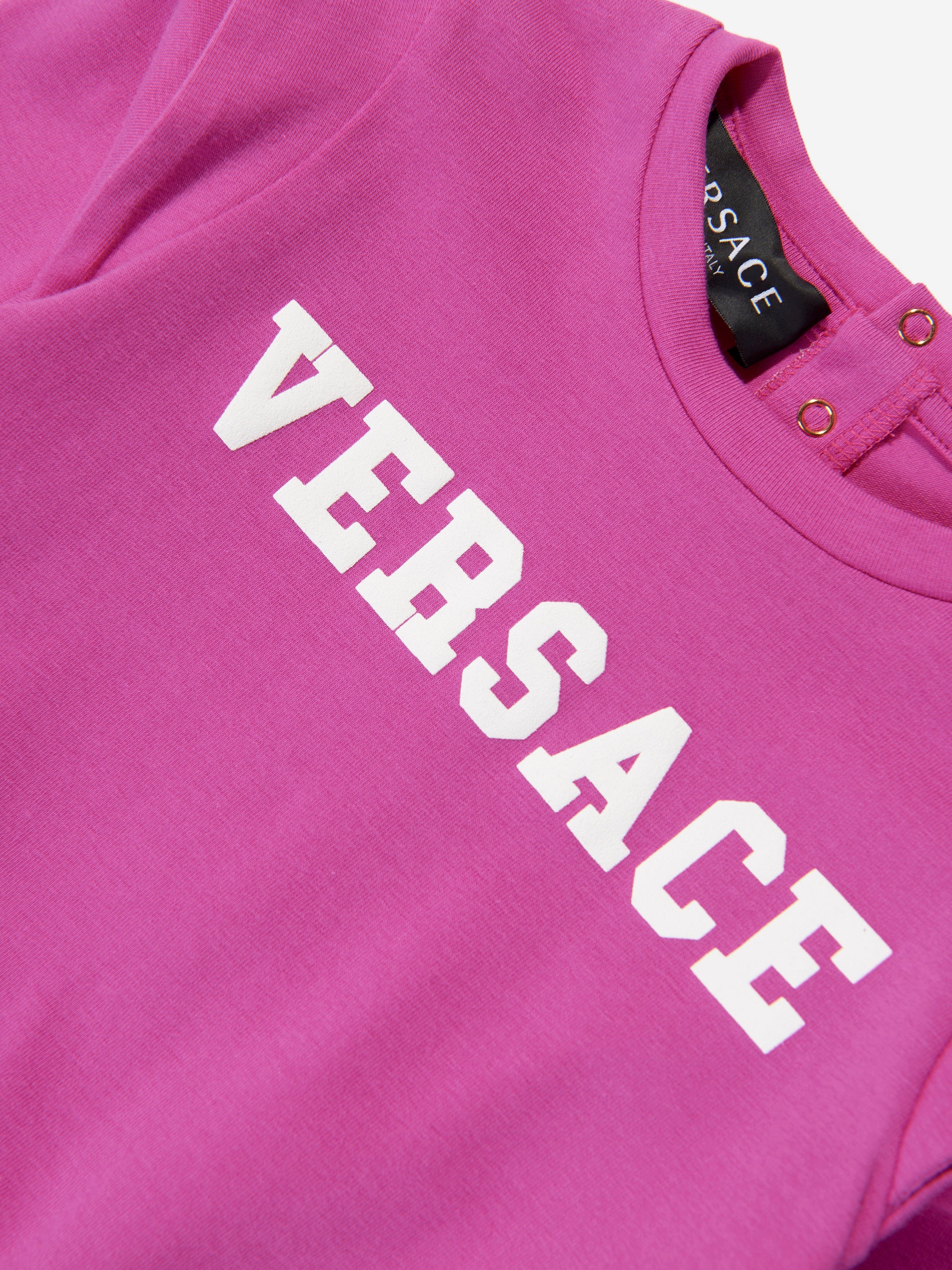 Versace Baby Girls Logo Sweater Dress in Pink