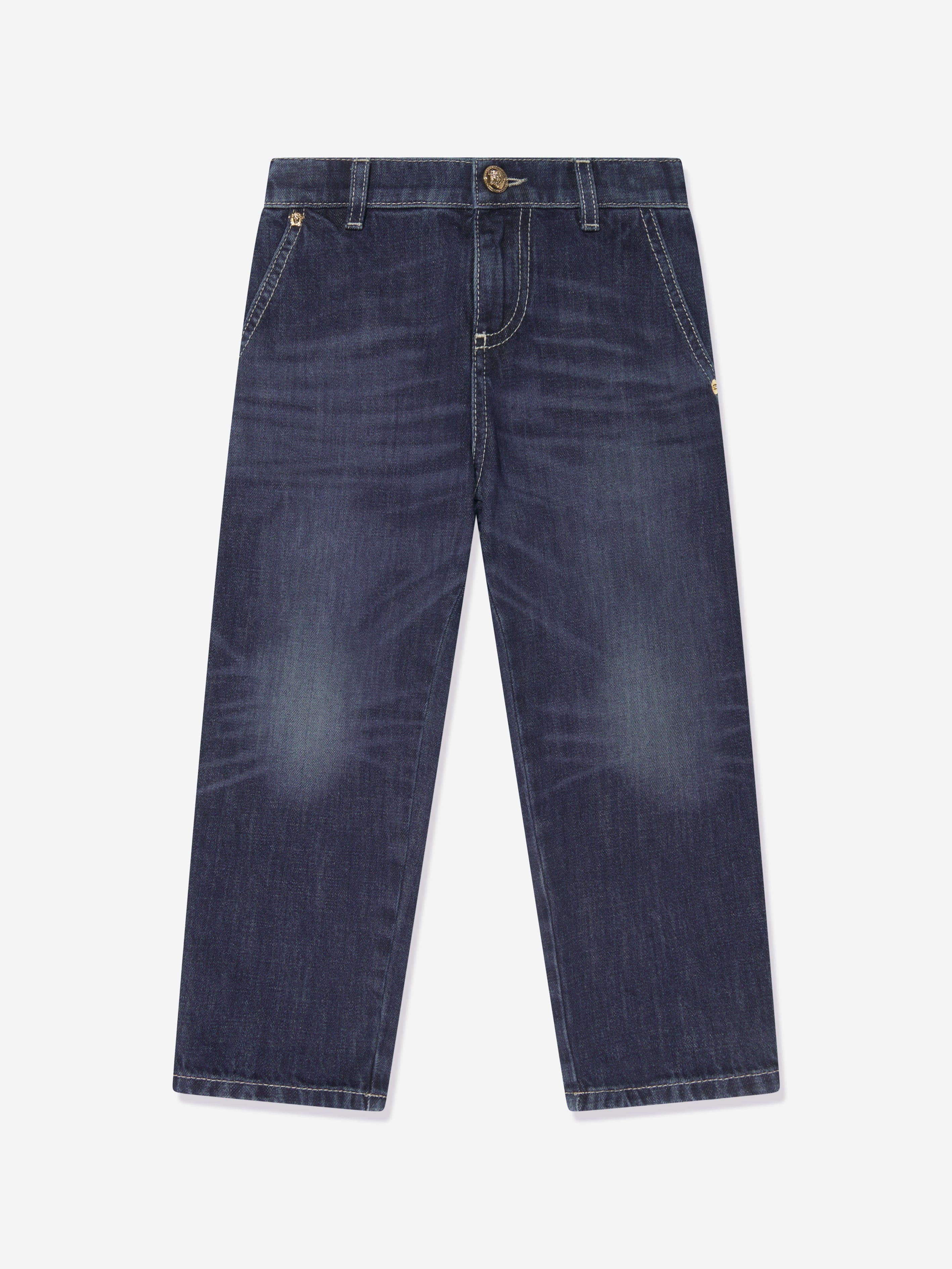 Versace Boys Slim Fit Jeans in Blue