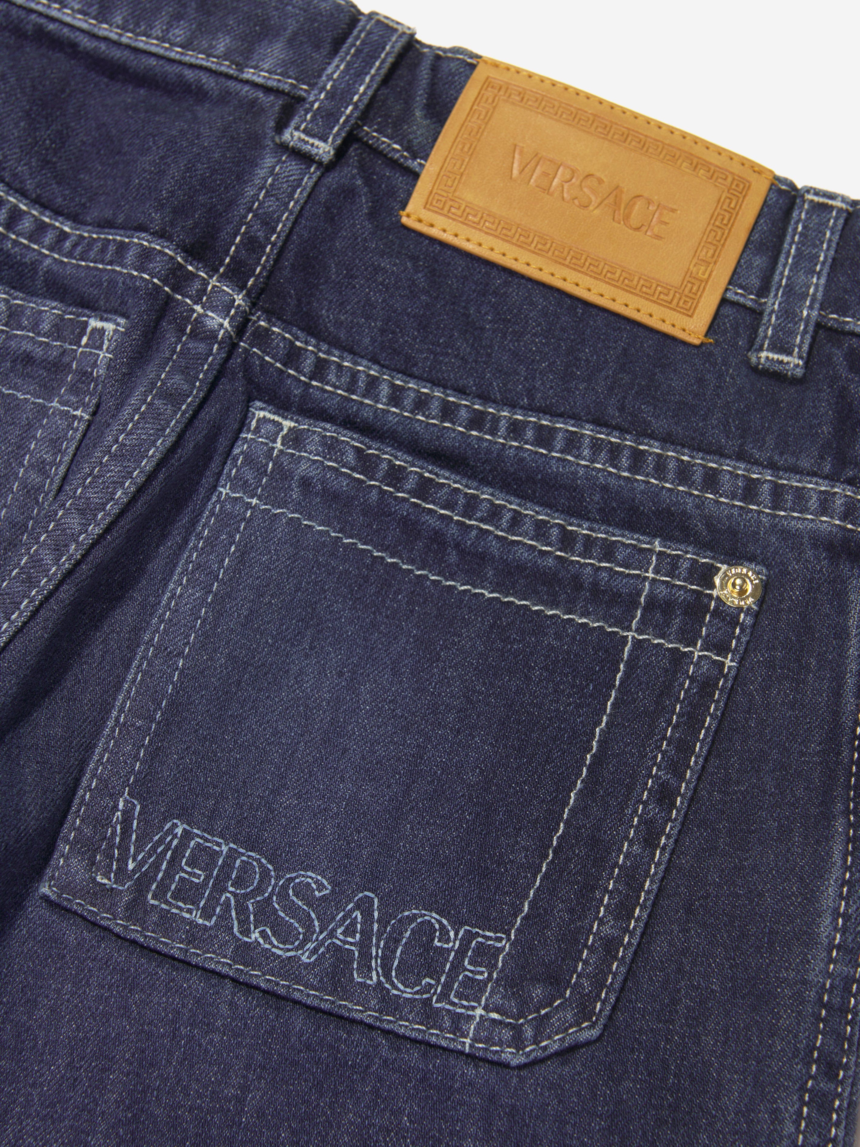 Versace Boys Slim Fit Jeans in Blue