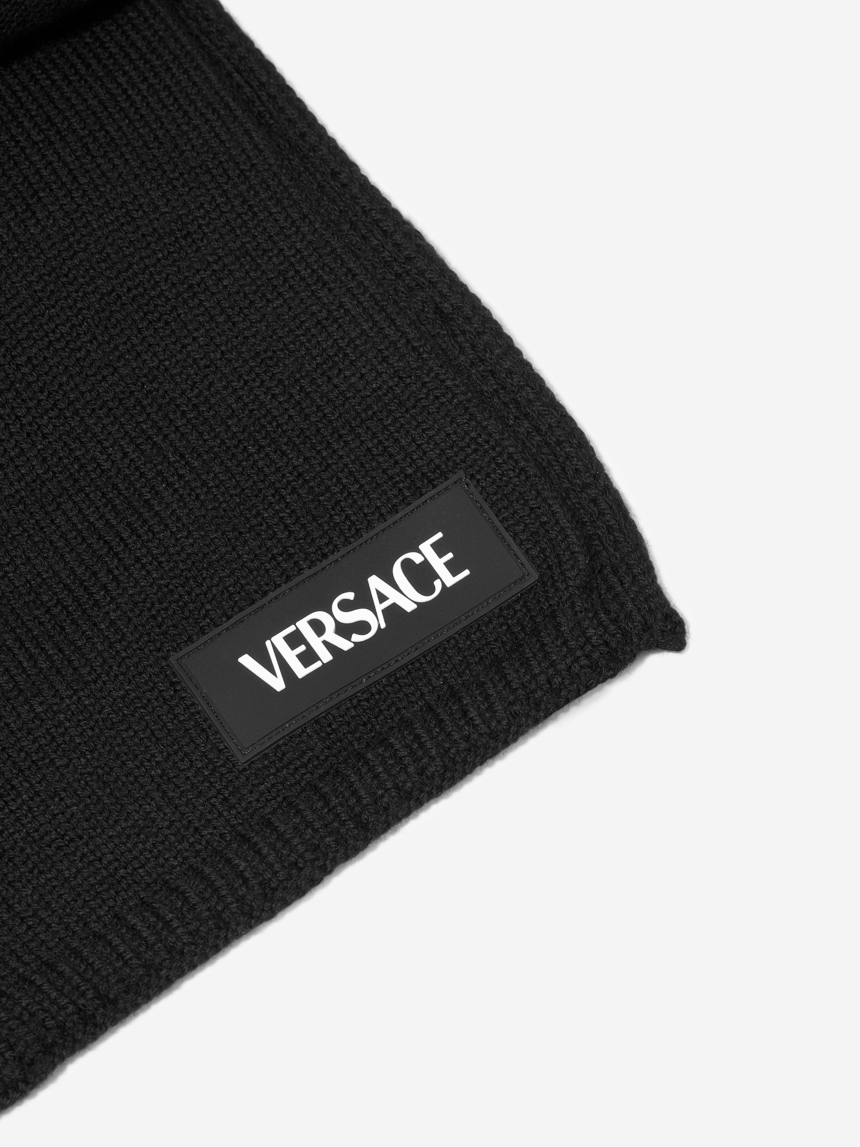 Versace Kids Patch Logo Scarf in Black