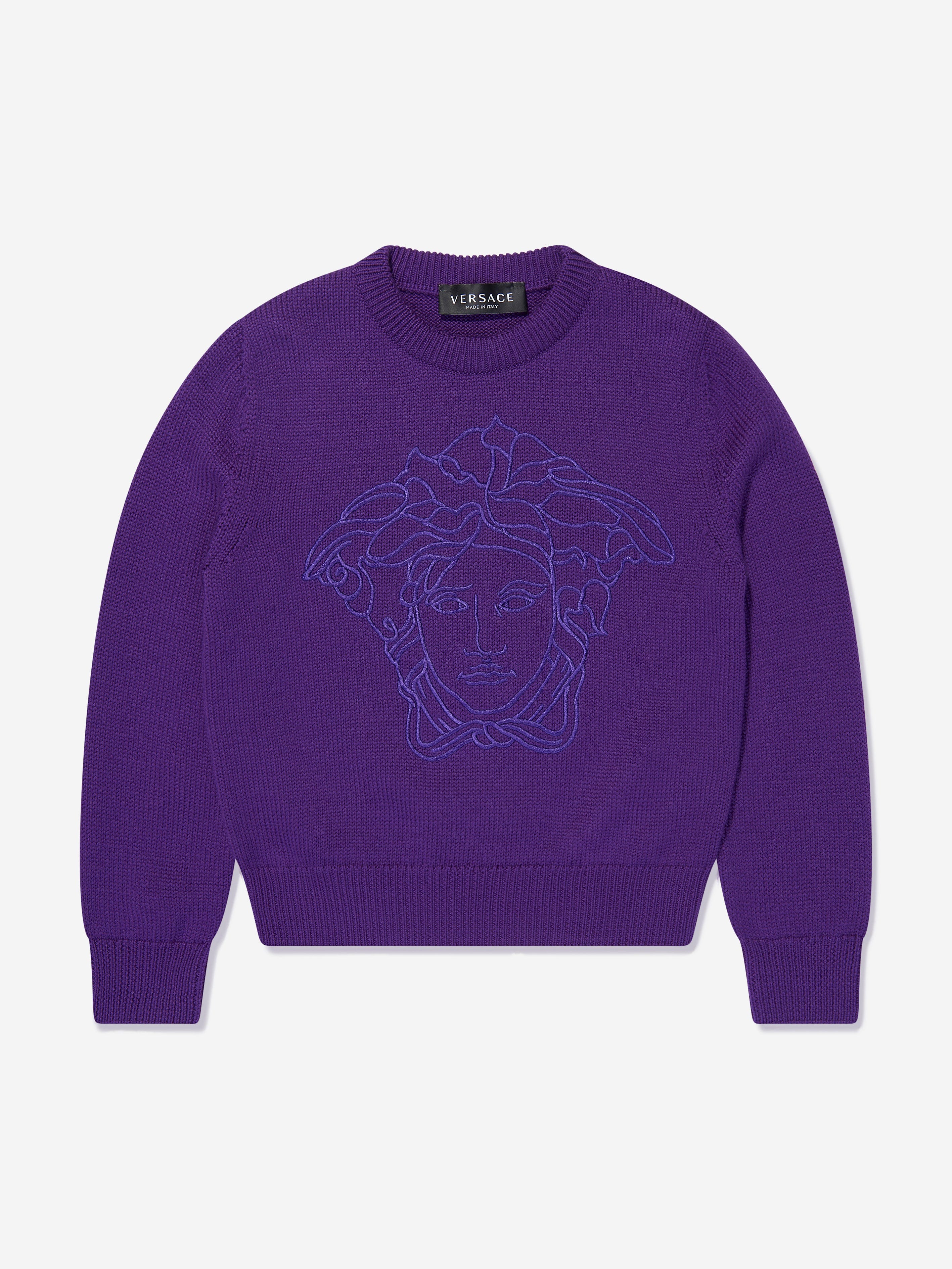 Versace Girls Wool Logo Jumper in Purple