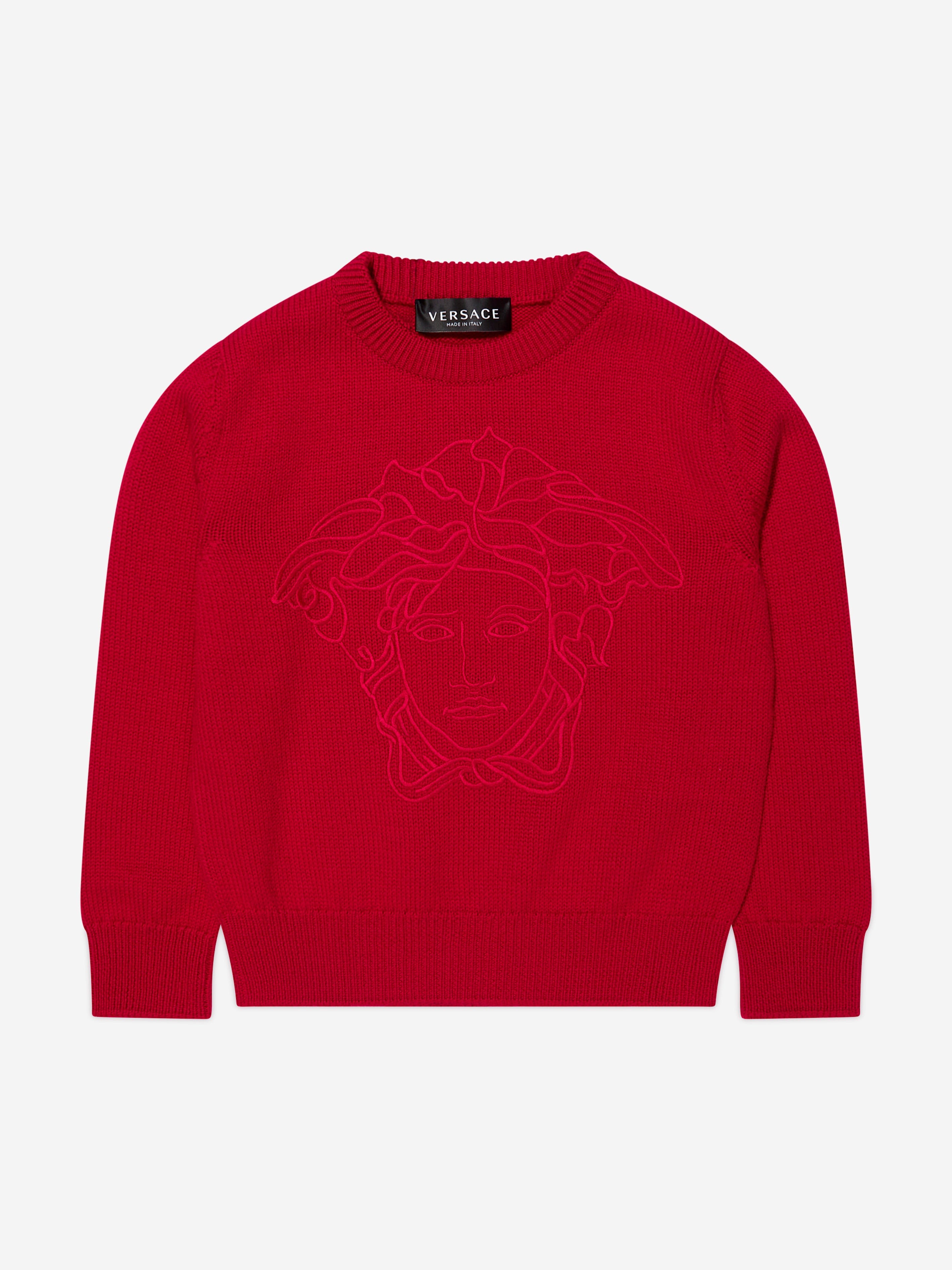 Versace Girls Knitted Medusa Jumper in Red