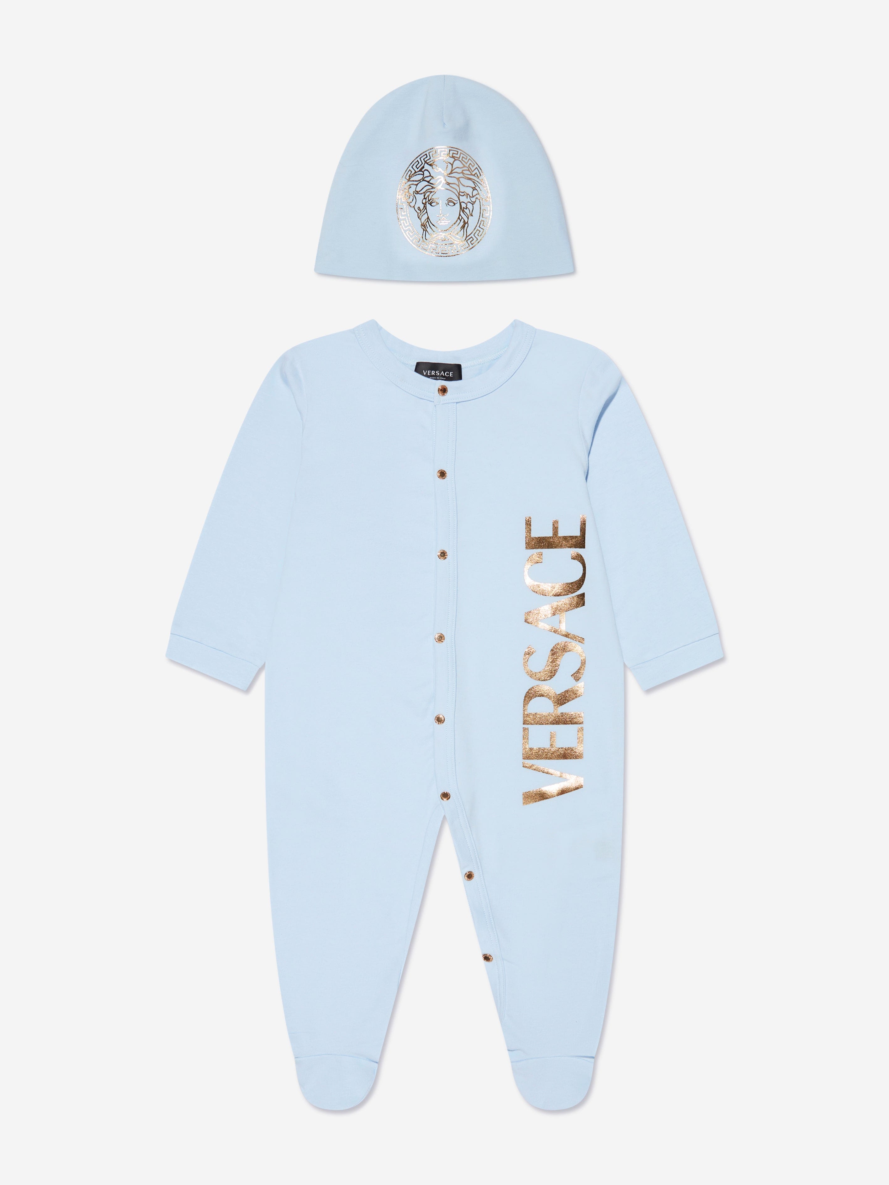 Versace Baby Boys Babygrow Gift Set in Blue