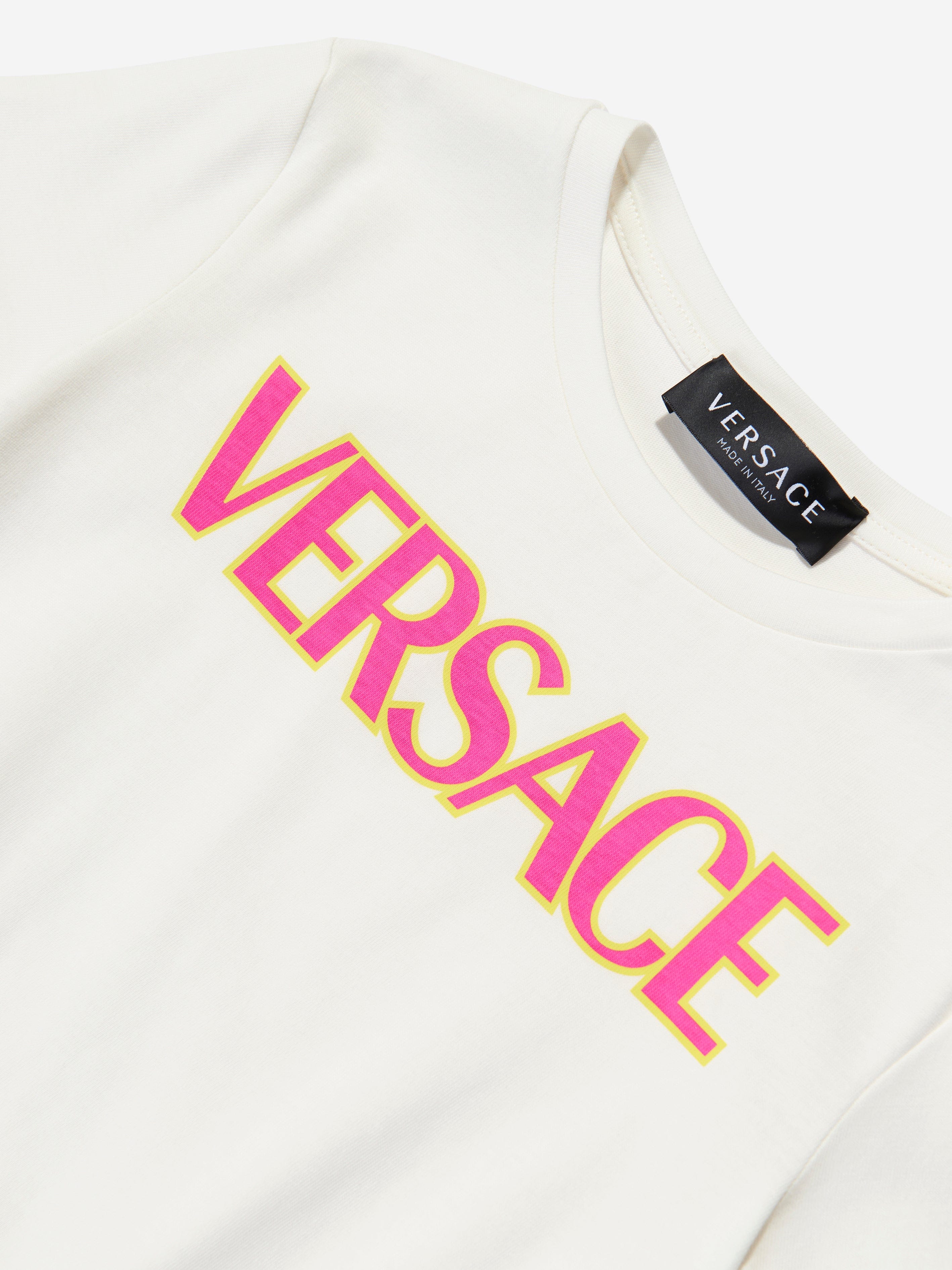 Versace Girls Barocco Logo Dress in White