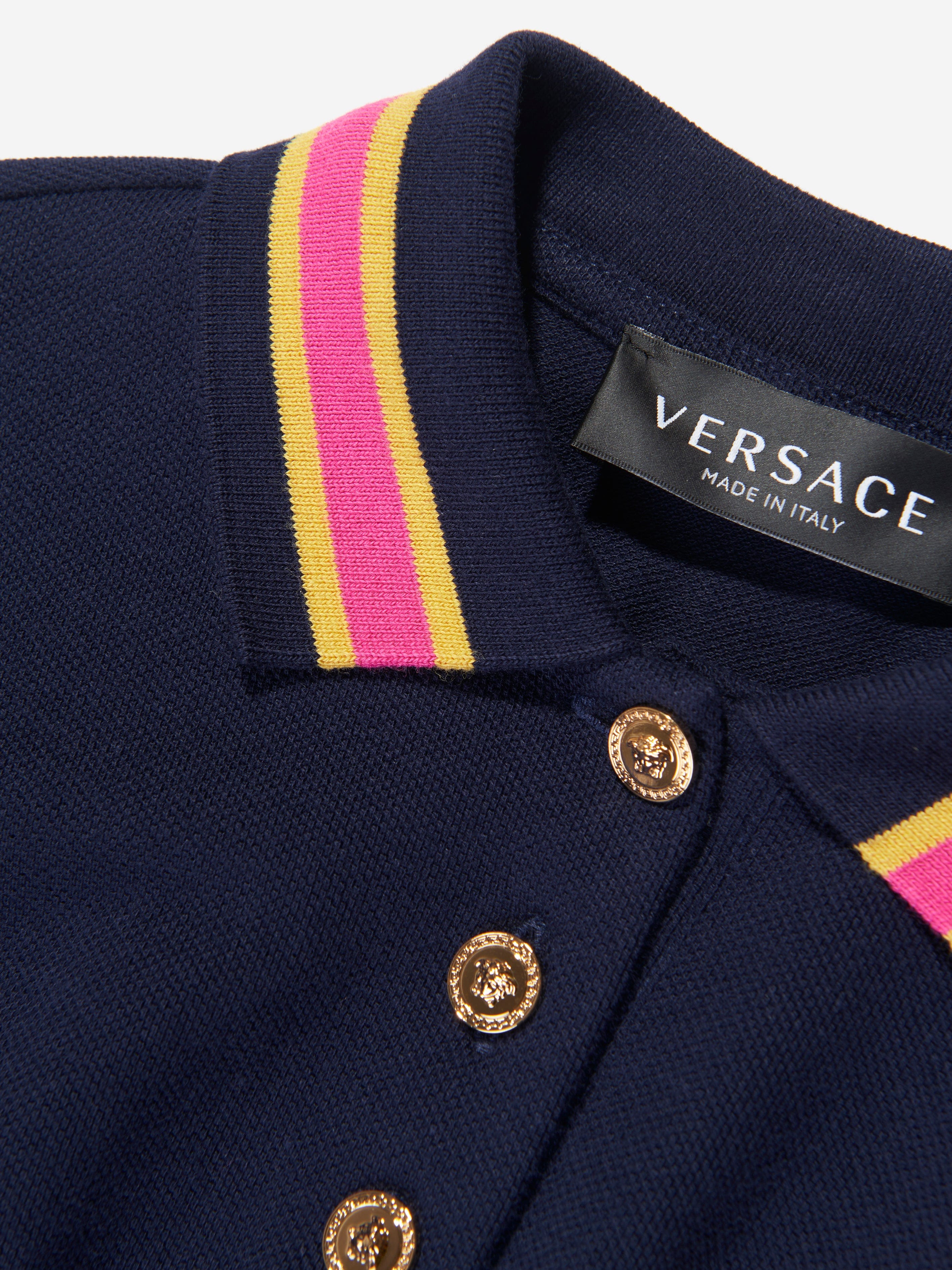 Versace Girls Logo Polo Dress in Navy