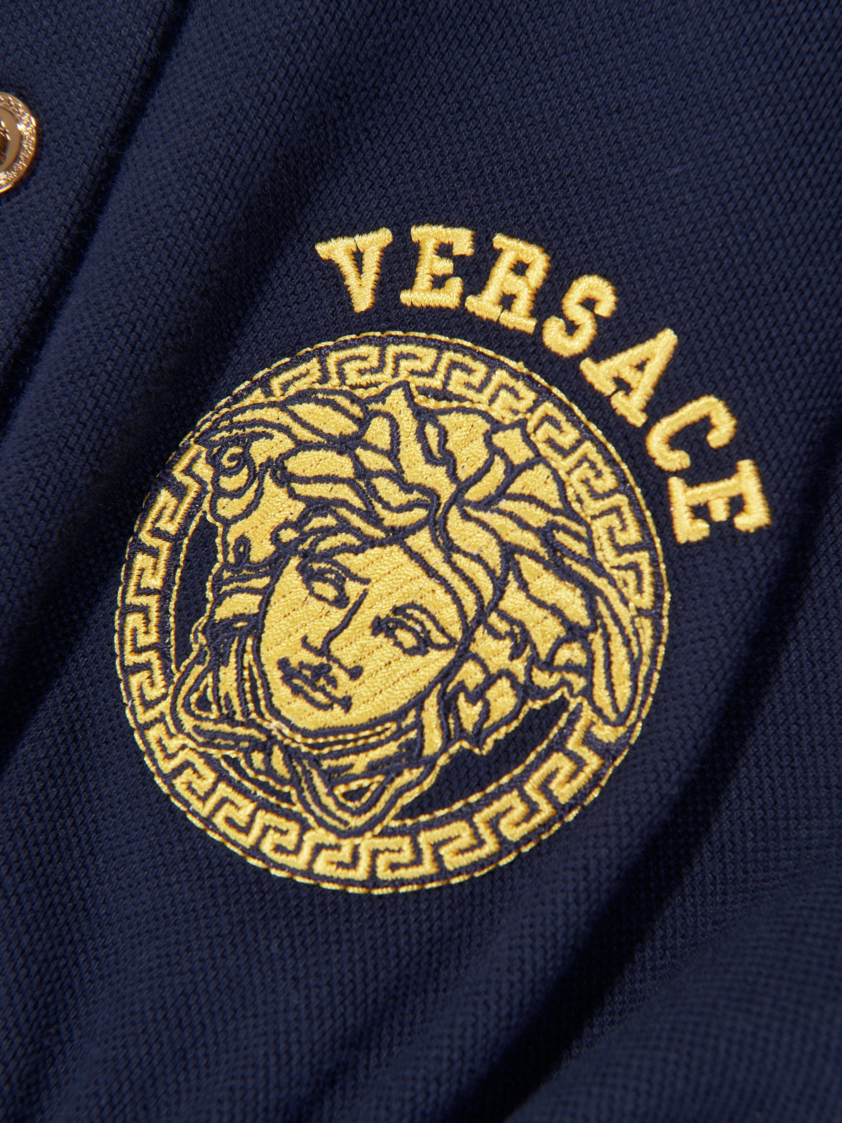 Versace Girls Logo Polo Dress in Navy