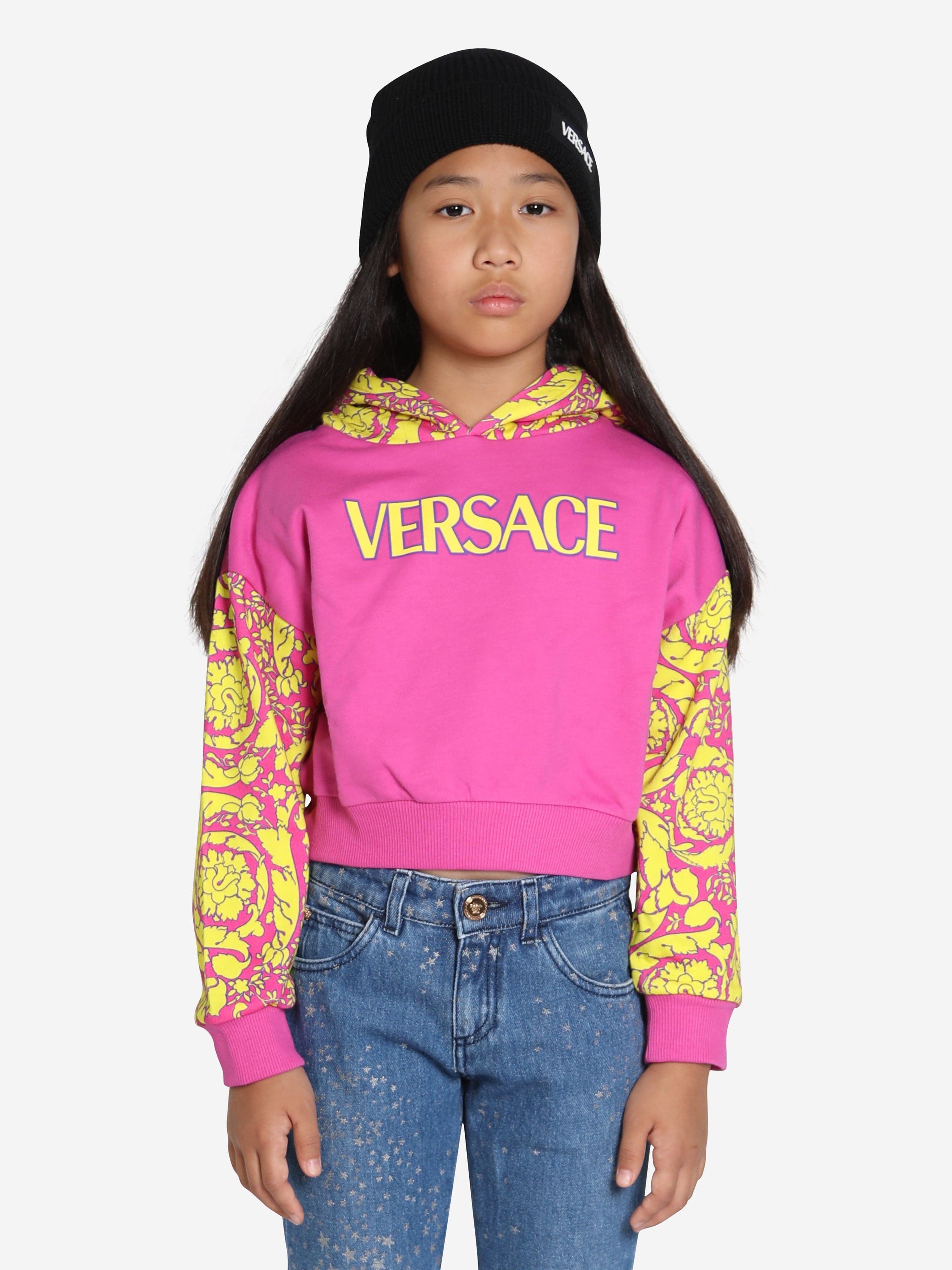 Versace Girls Barocco Logo Hoodie in Pink