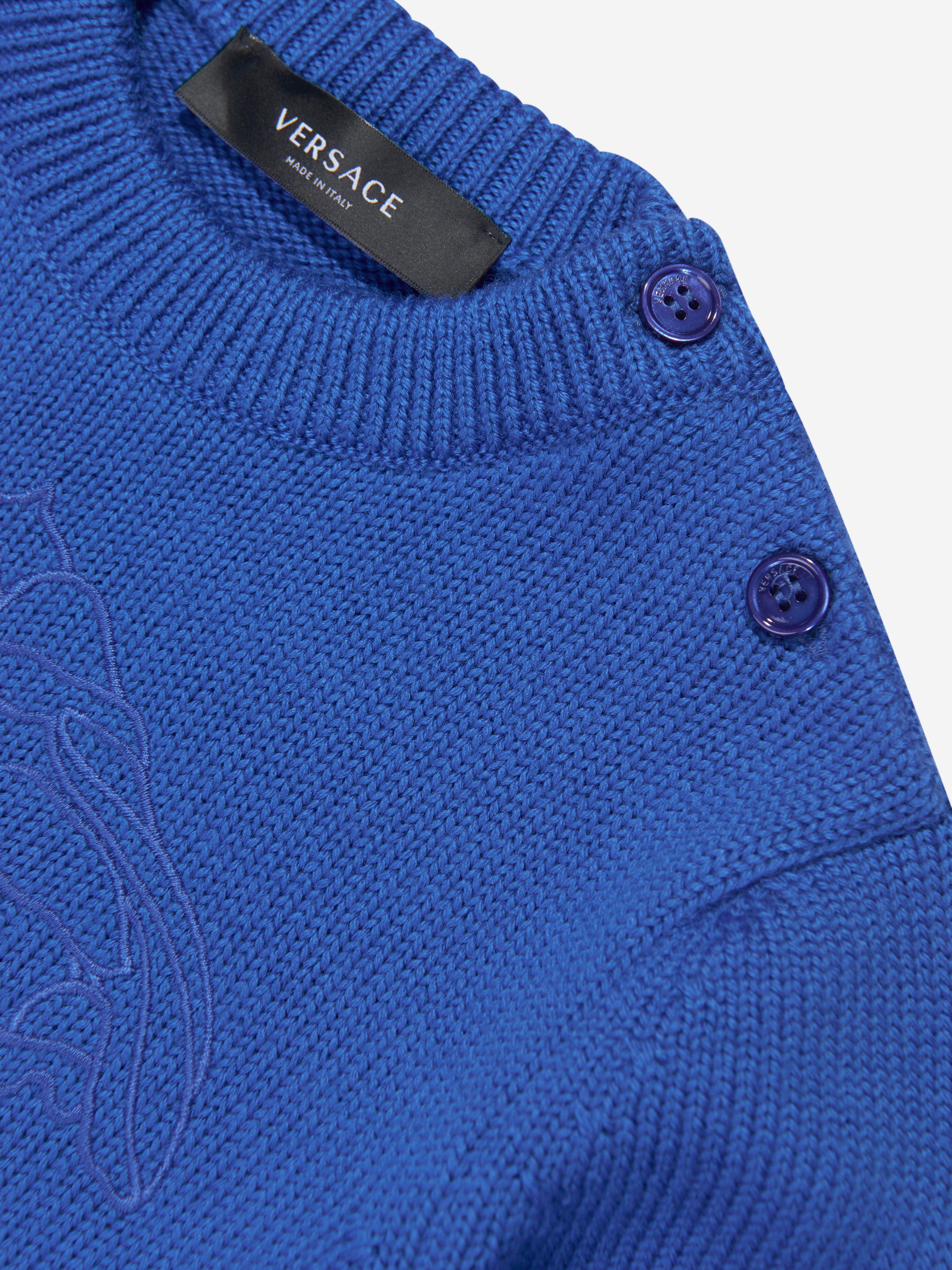 Versace Baby Boys Logo Jumper in Blue