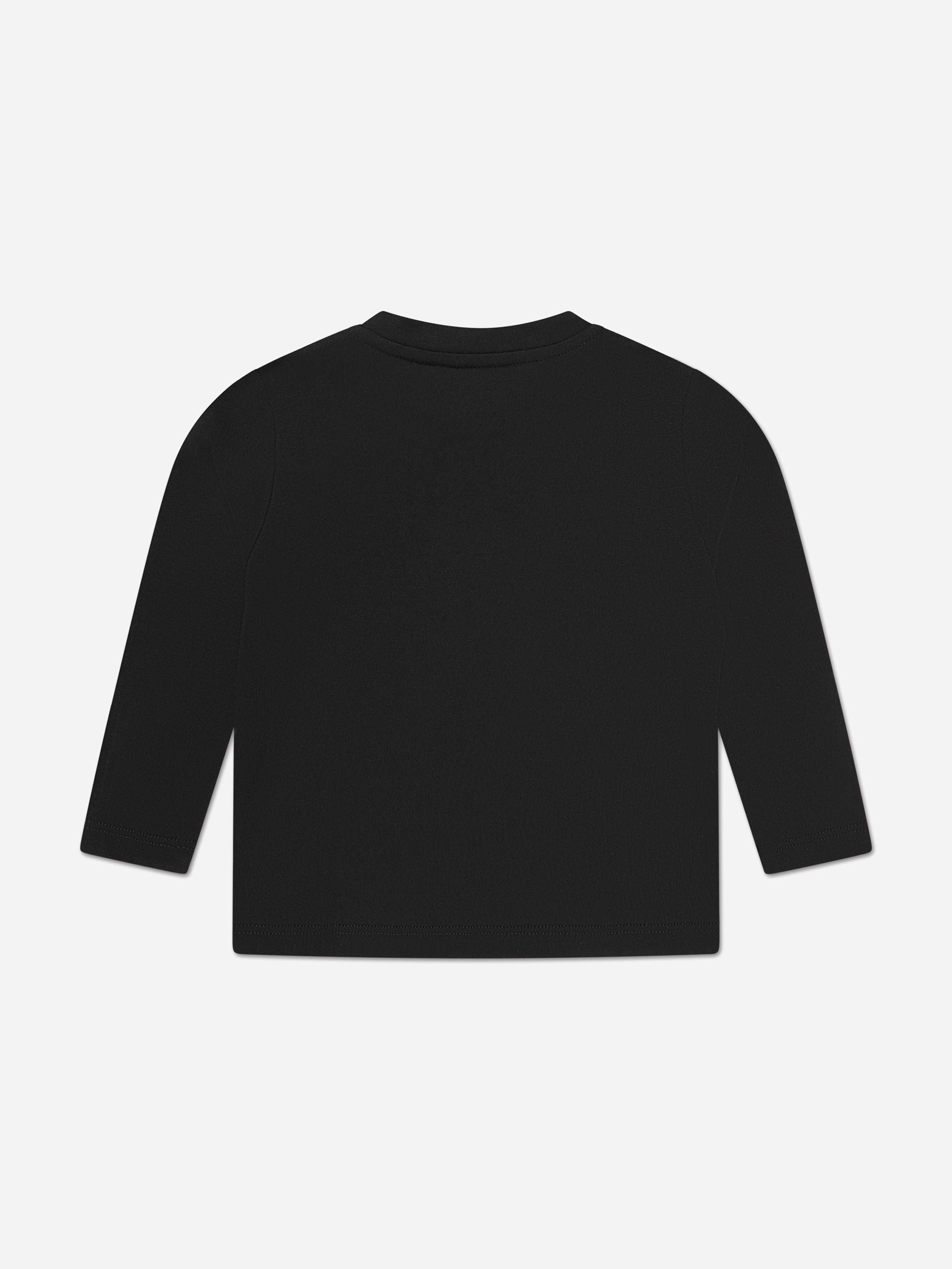 Versace Baby Long Sleeve Logo T-Shirt in Black