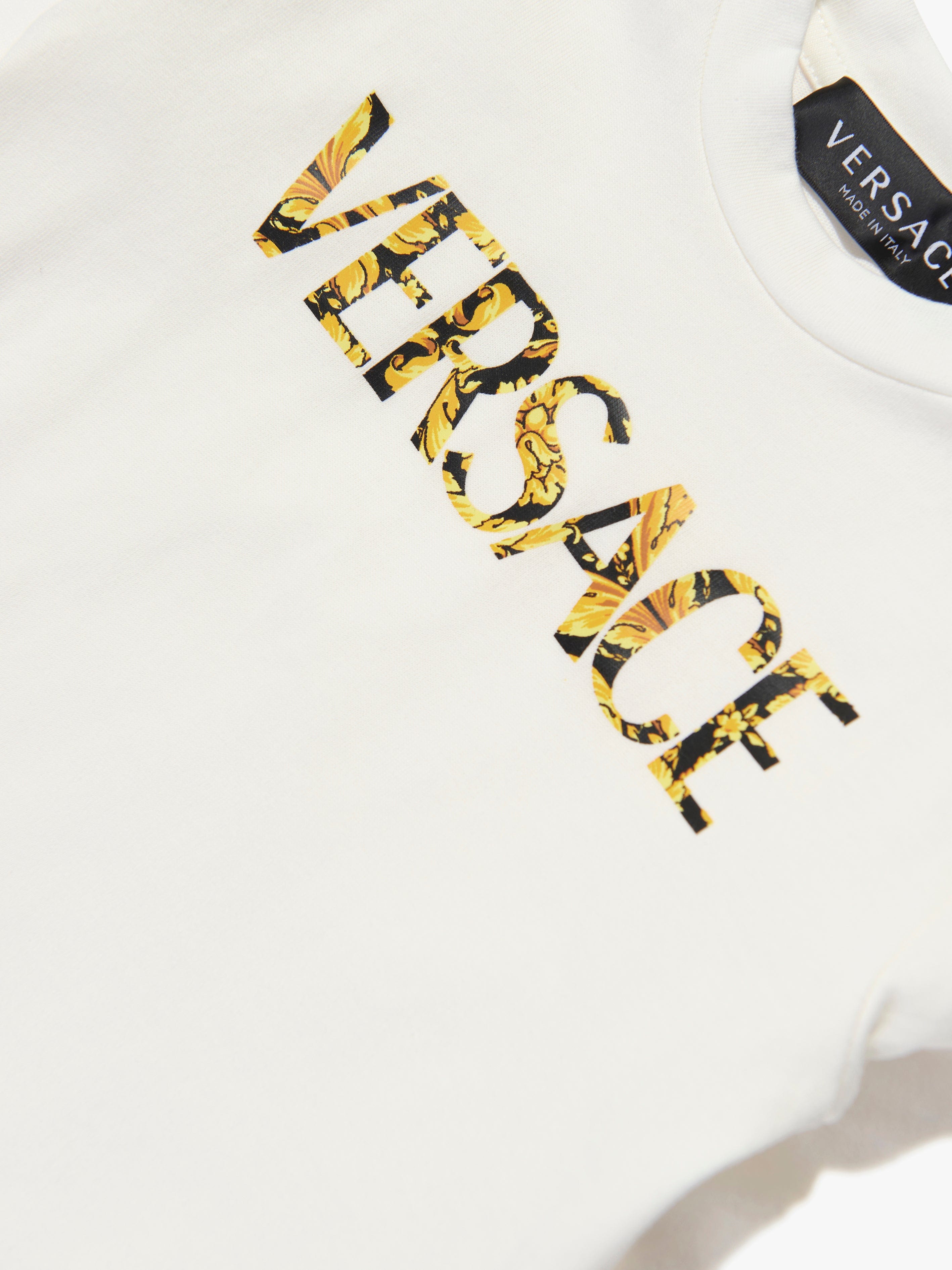 Versace Baby Long Sleeve Logo T-Shirt in White