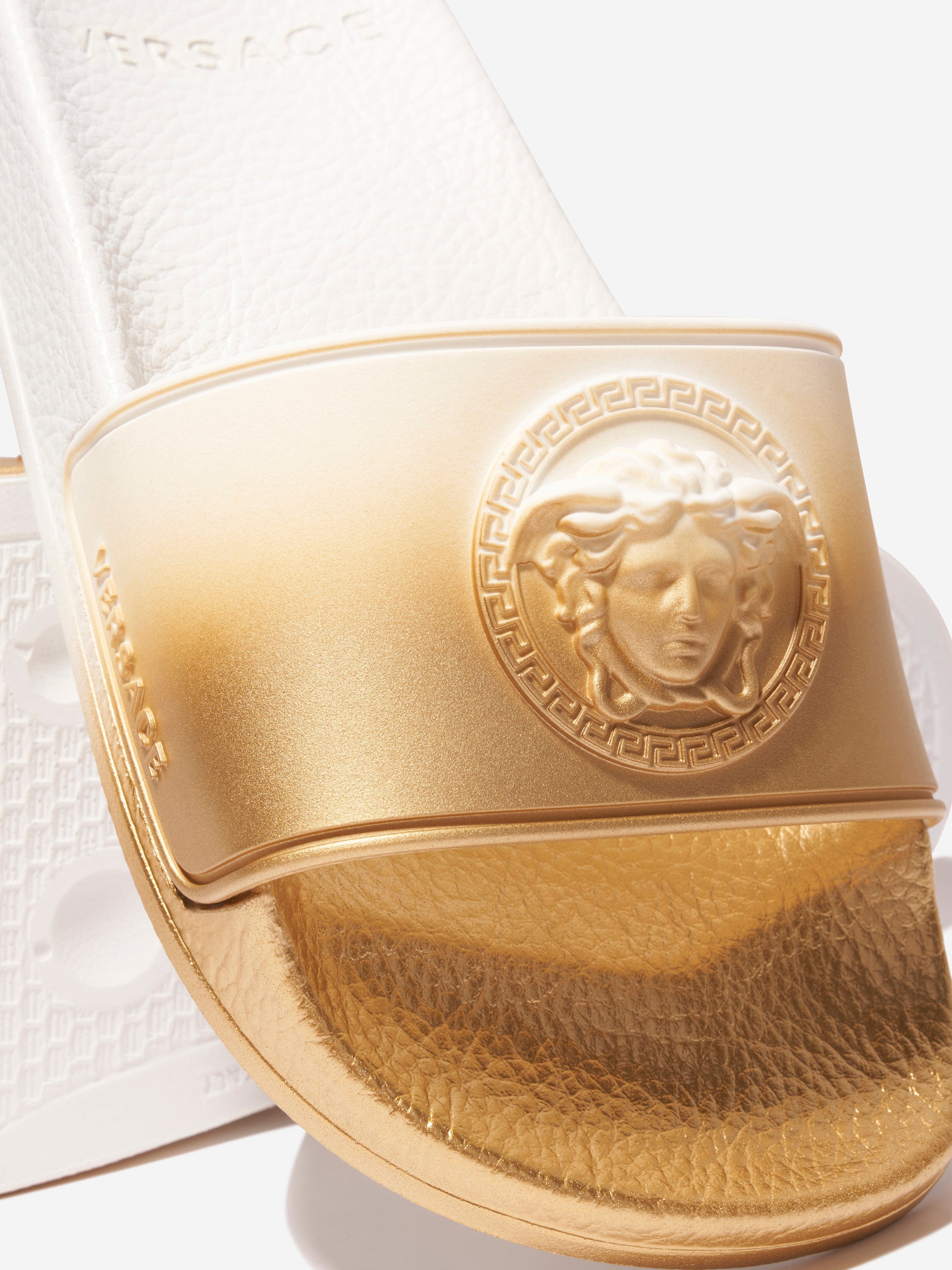 Versace Kids Medusa Logo Sliders in White