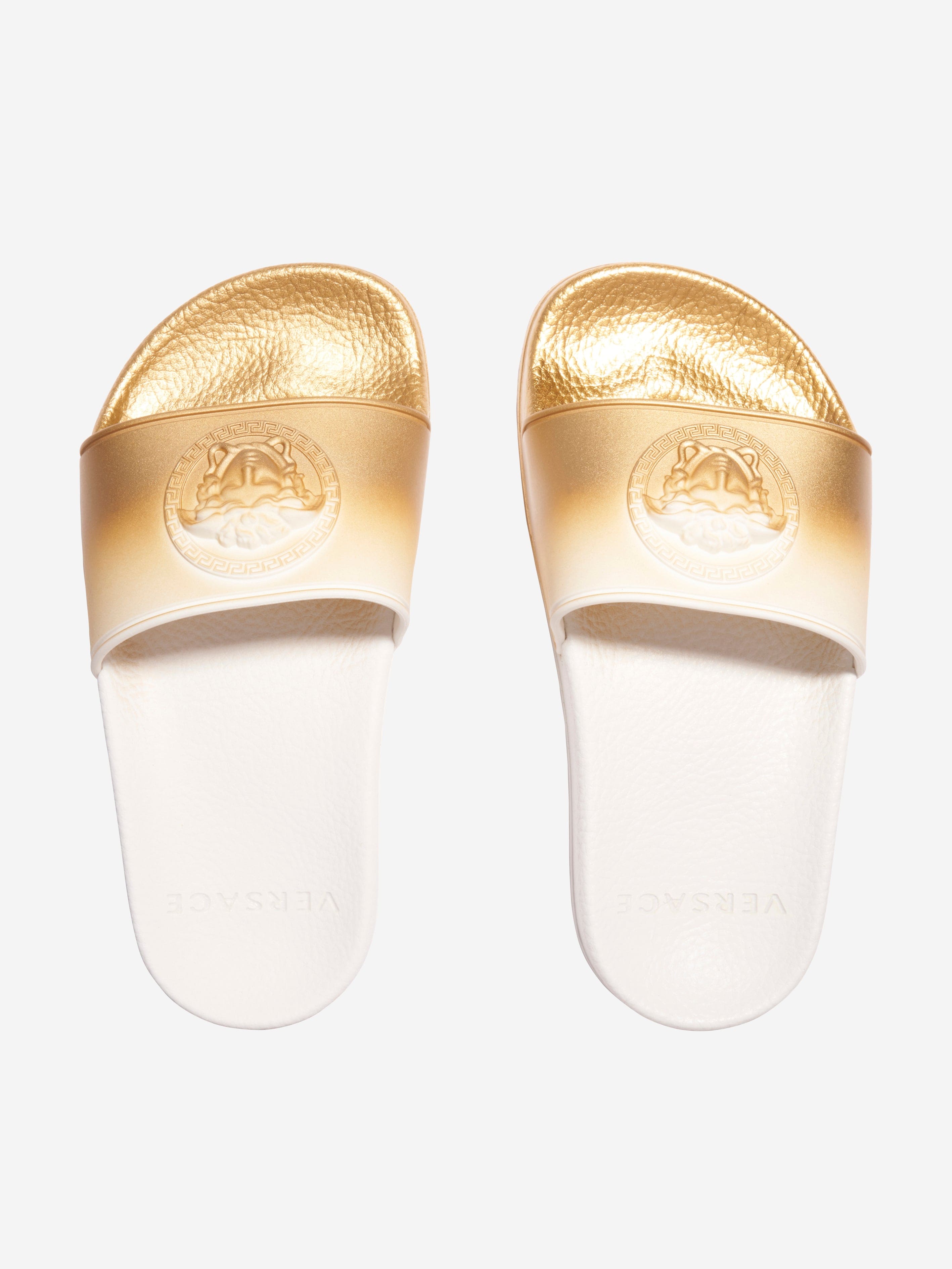 Versace Kids Medusa Logo Sliders in White