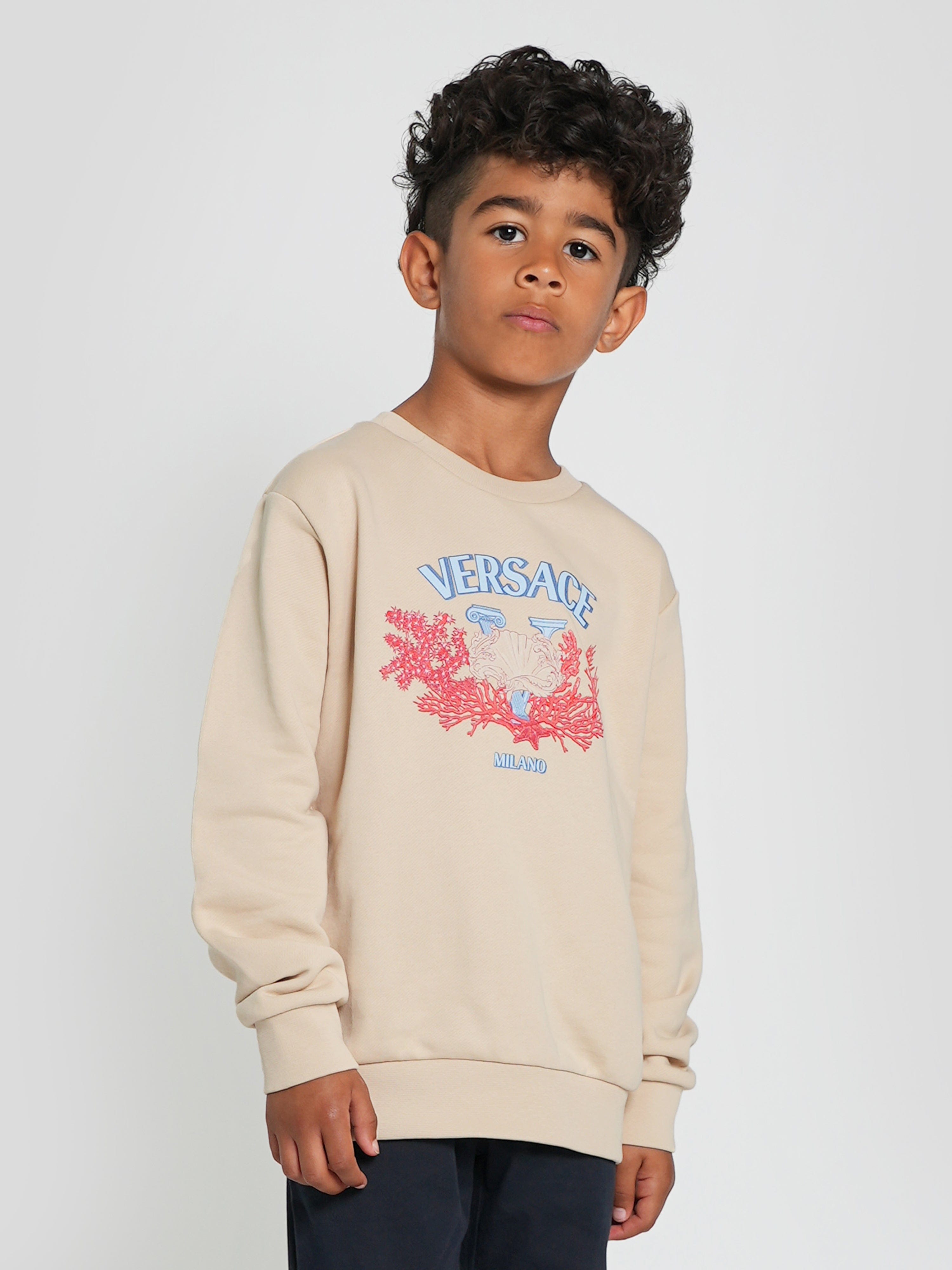 Versace Boys Logo Sweatshirt in Beige