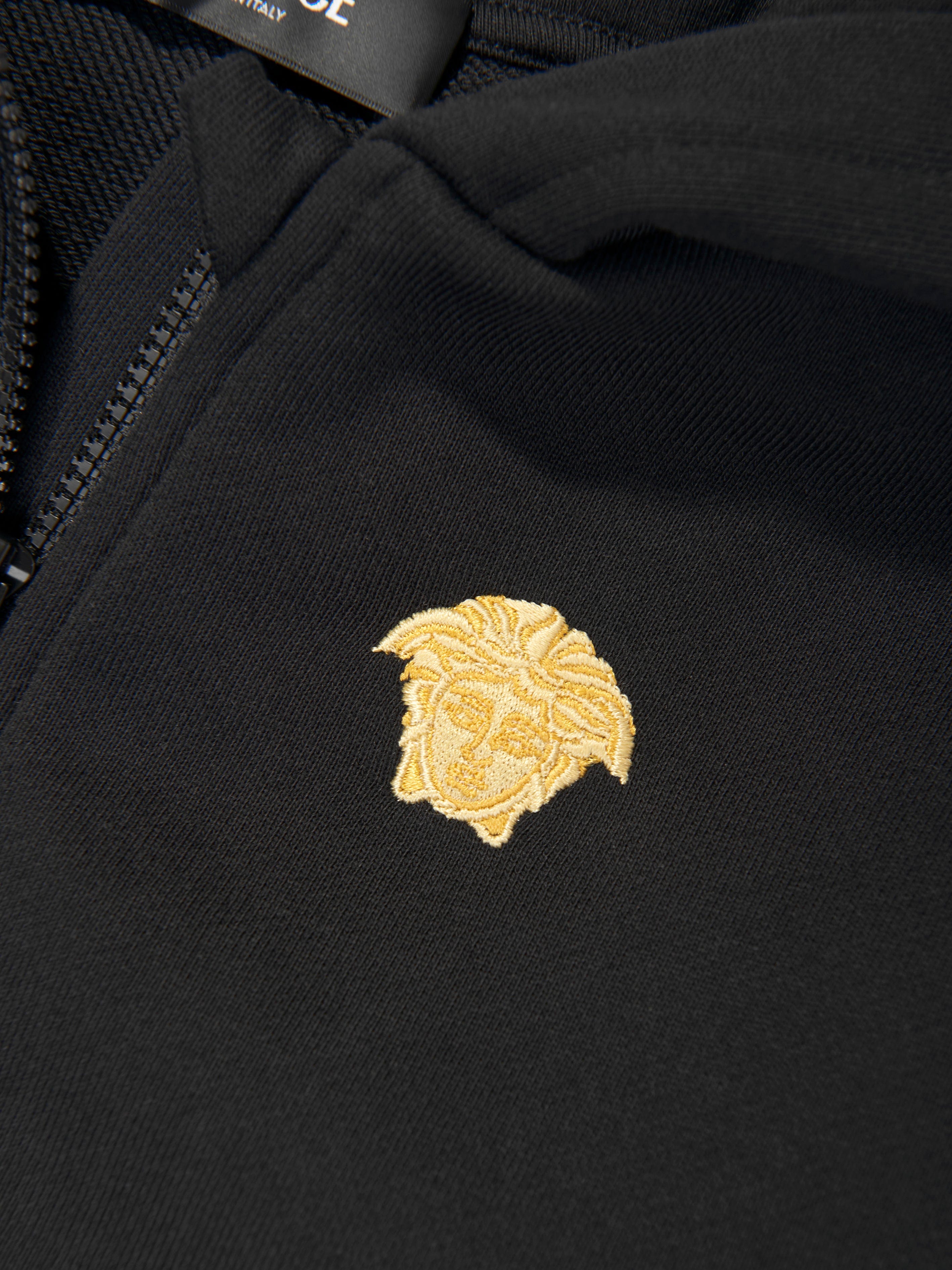 Versace Boys Medusa Logo Zip Up Top in Black