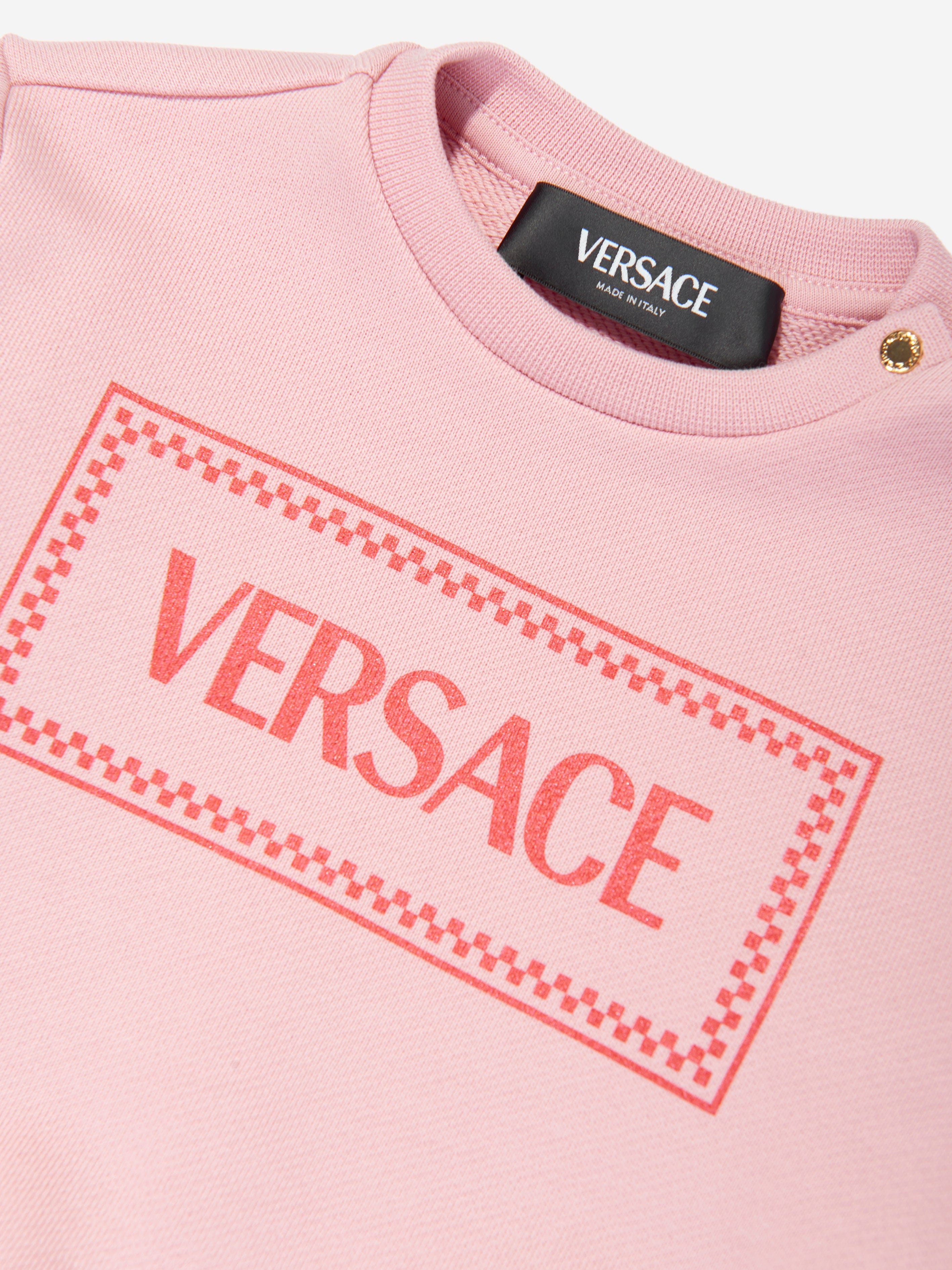 Versace Baby Girls Logo Print Sweatshirt in Pink