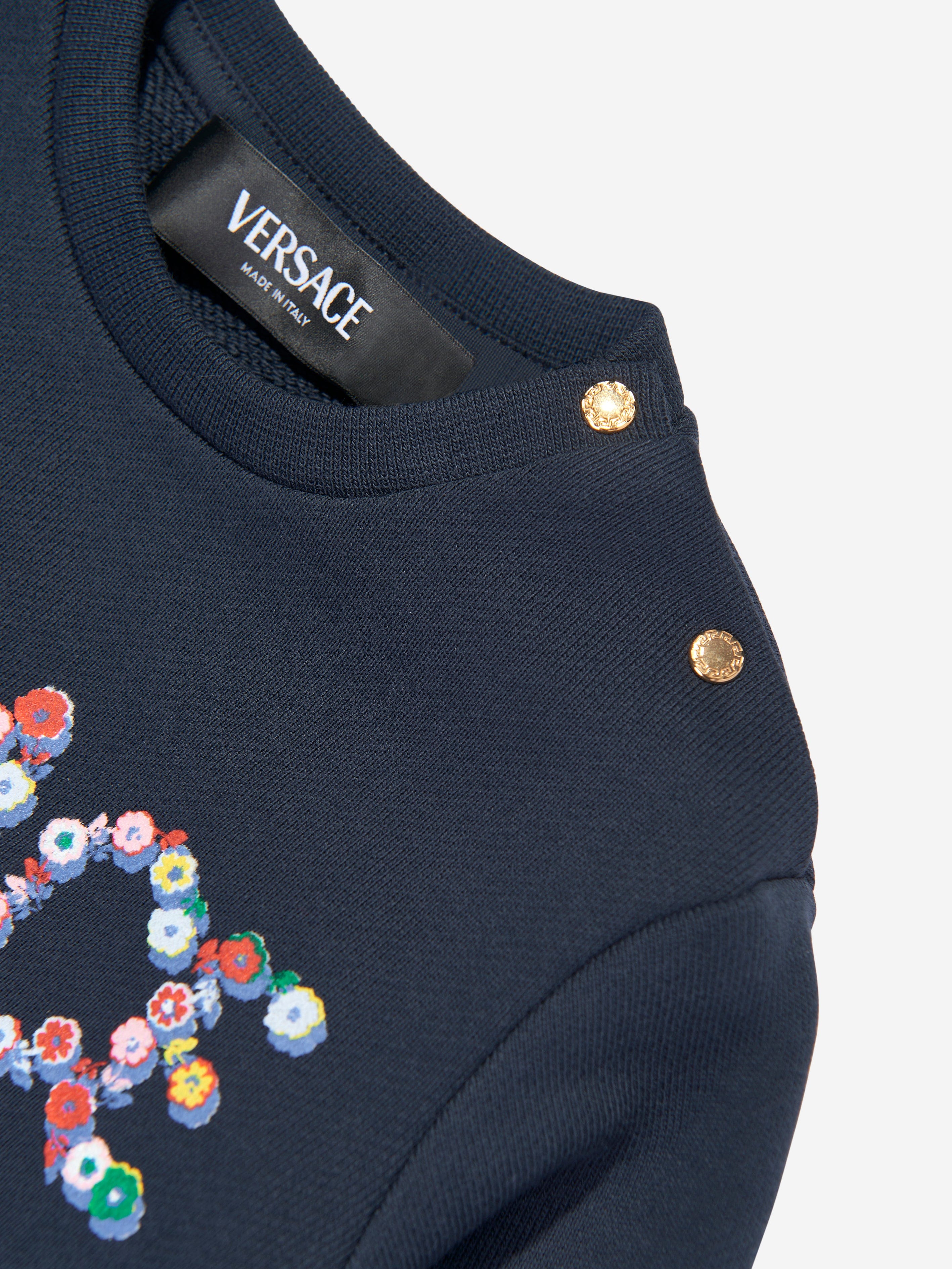 Versace Baby Girls Flower Logo Sweatshirt in Navy