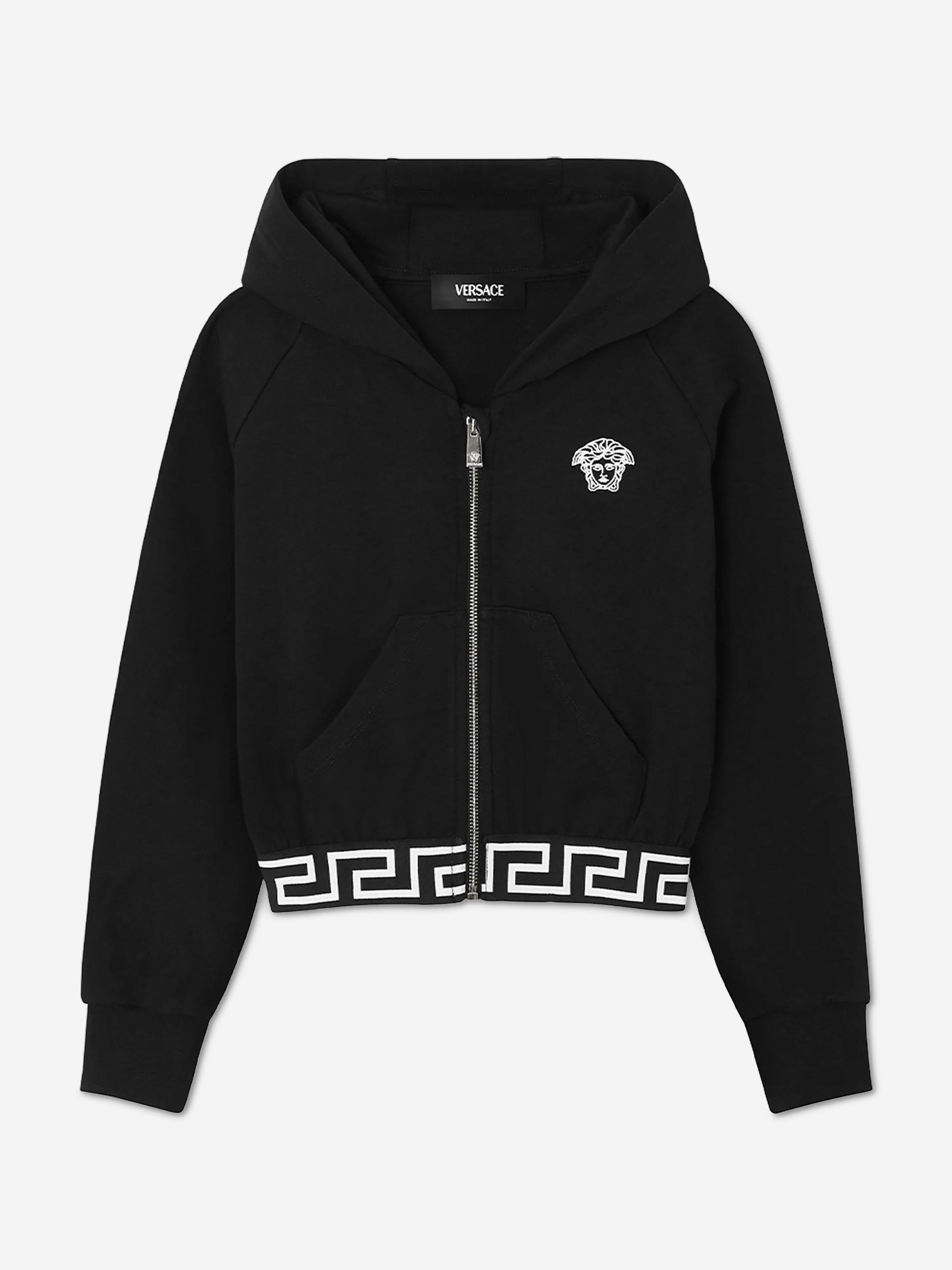 Versace Girls Medusa Logo Zip Up Top in Black