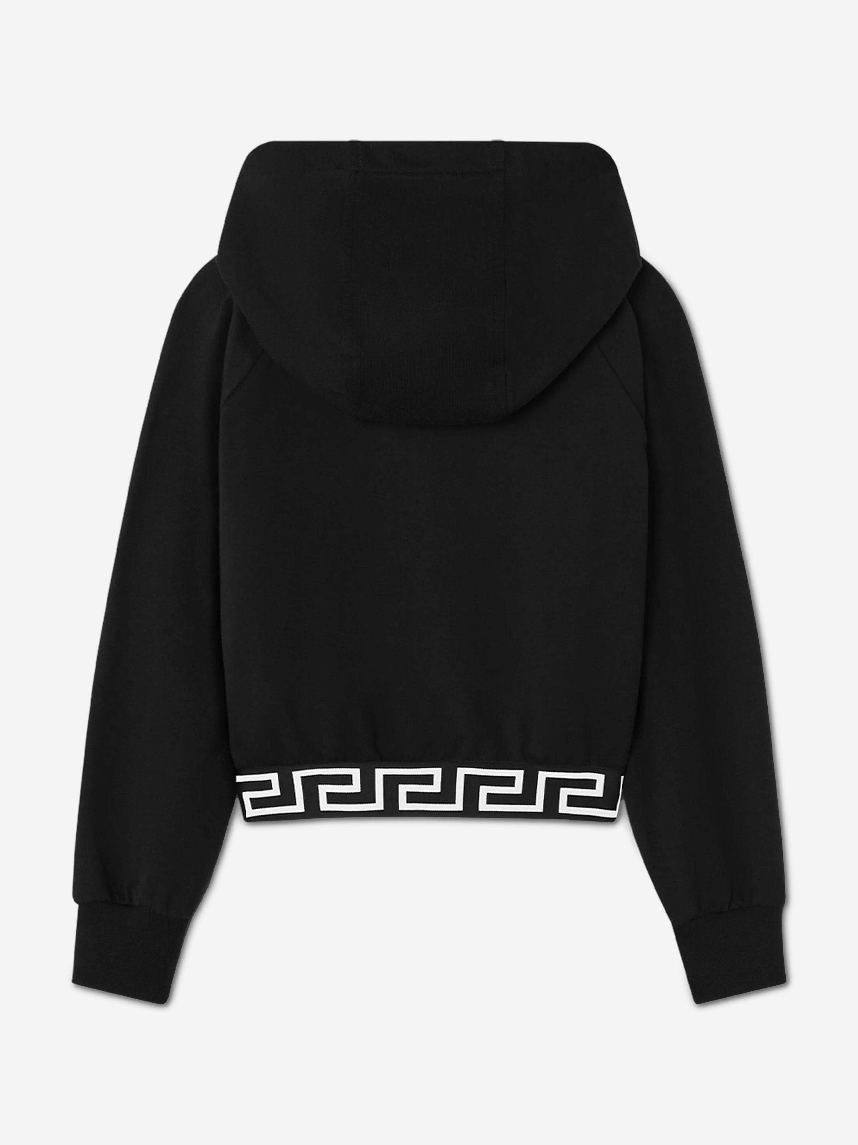 Versace Girls Medusa Logo Zip Up Top in Black