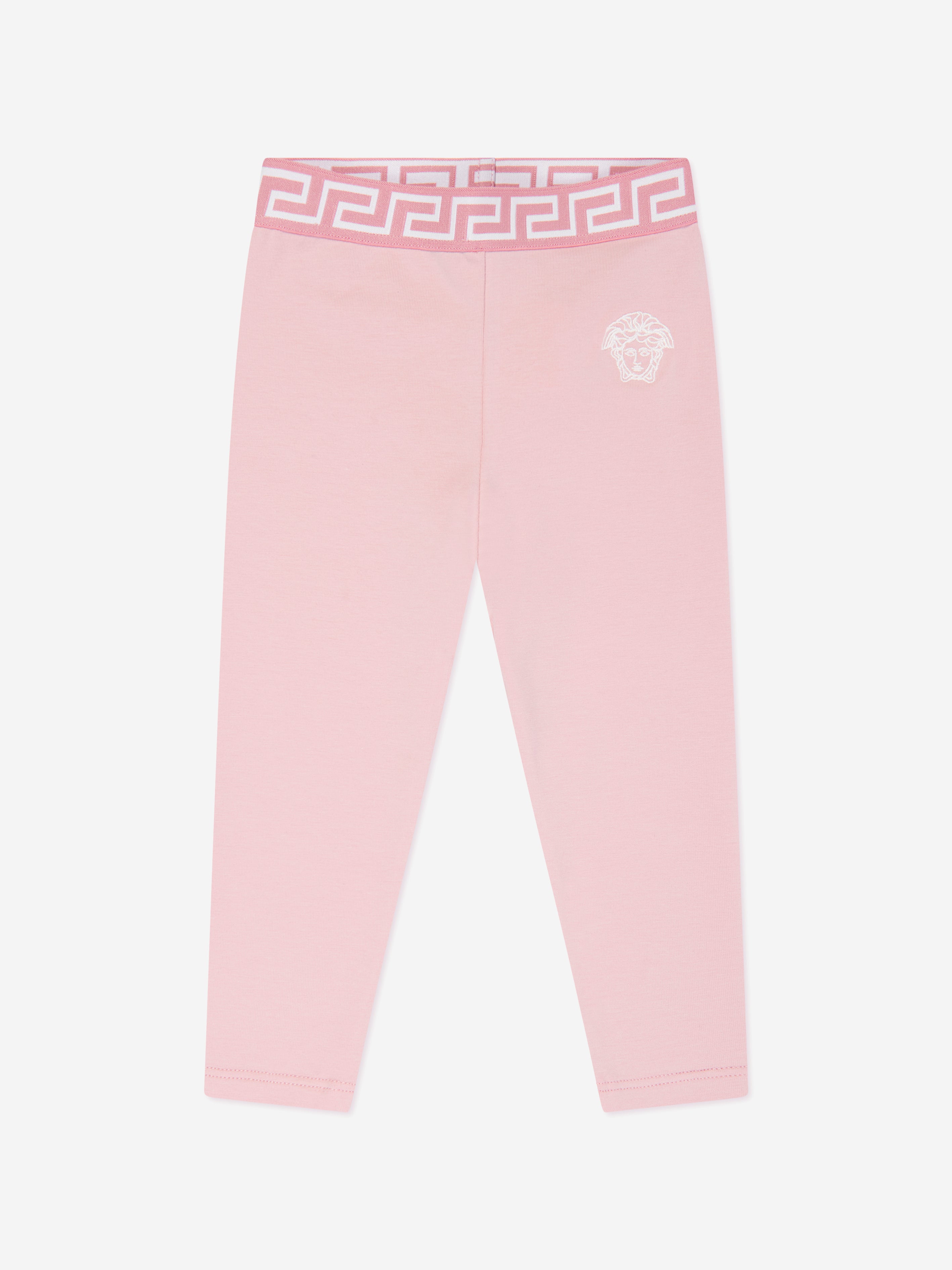 Versace Baby Girls Logo Leggings in Pink