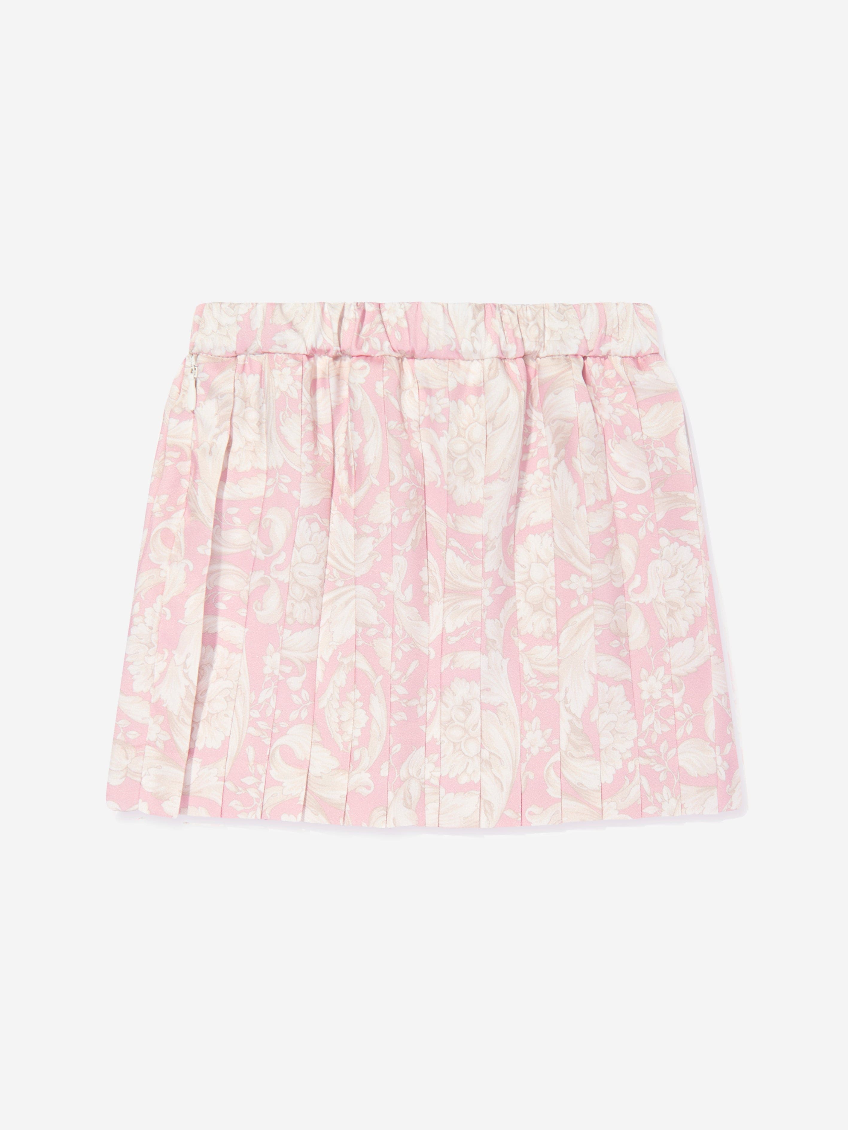 Versace Baby Girls Barocco Pleated Skirt in Pink