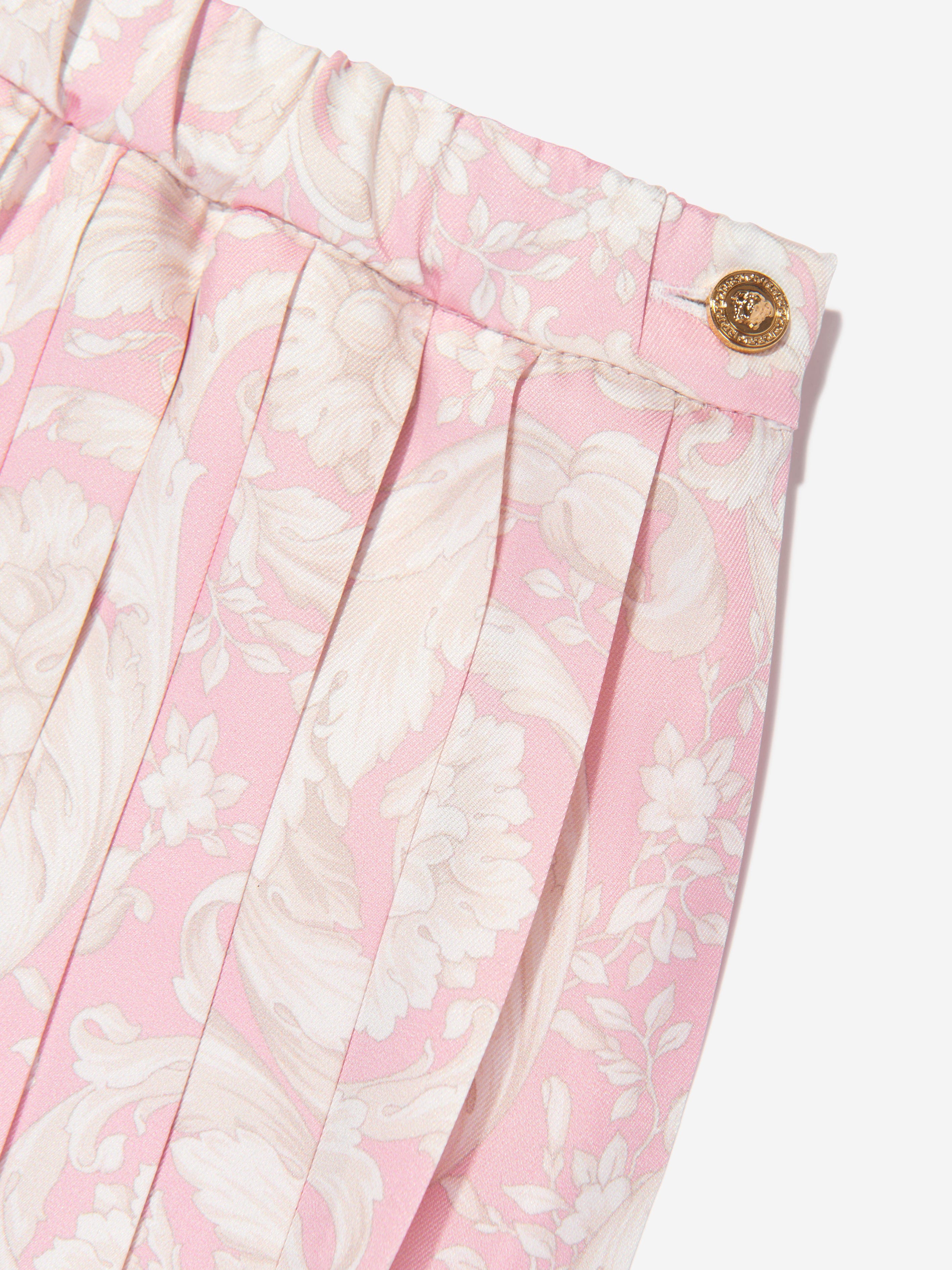 Versace Baby Girls Barocco Pleated Skirt in Pink