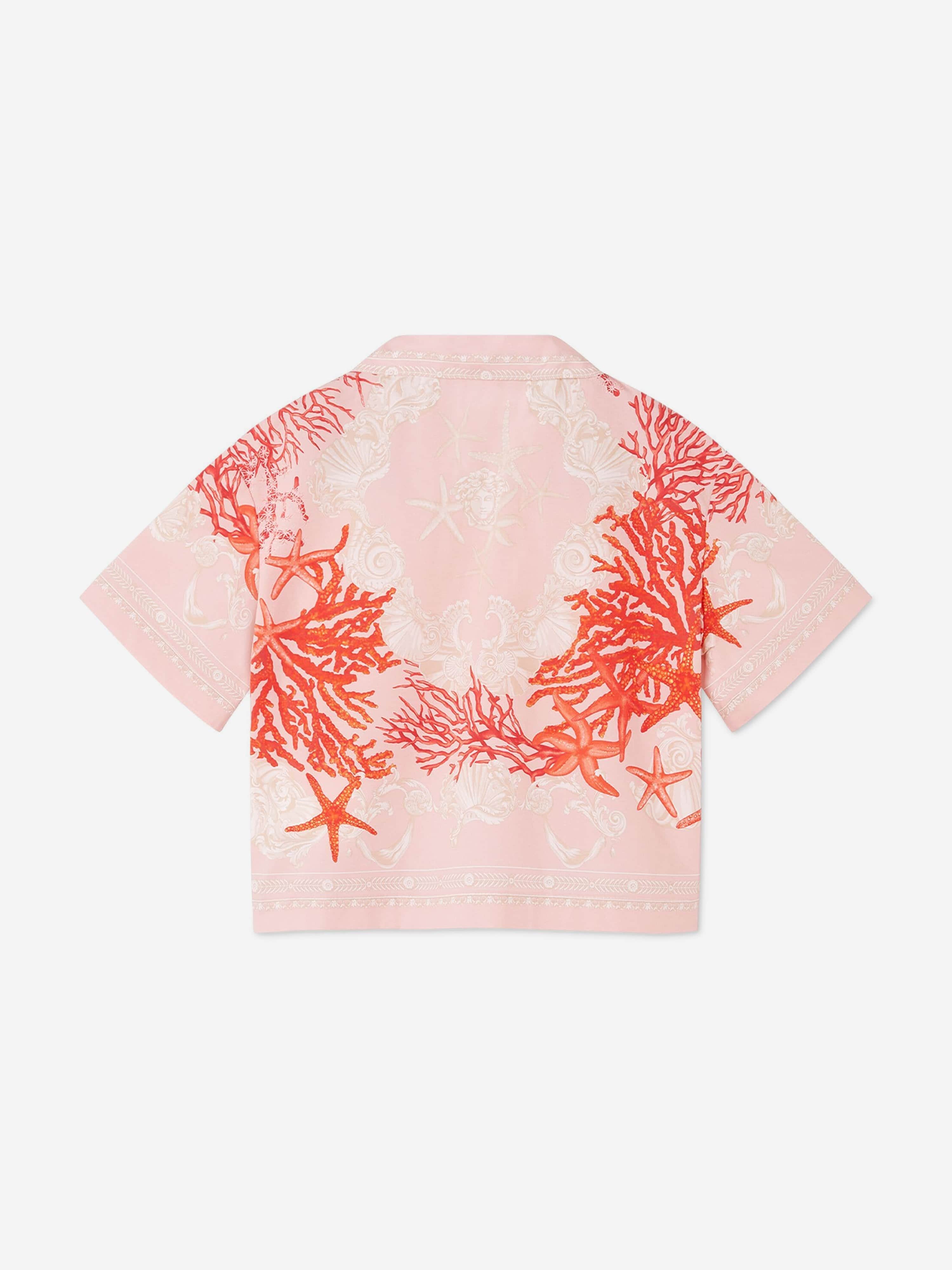 Versace Girls Barocco Del La Mer Shirt in Pink