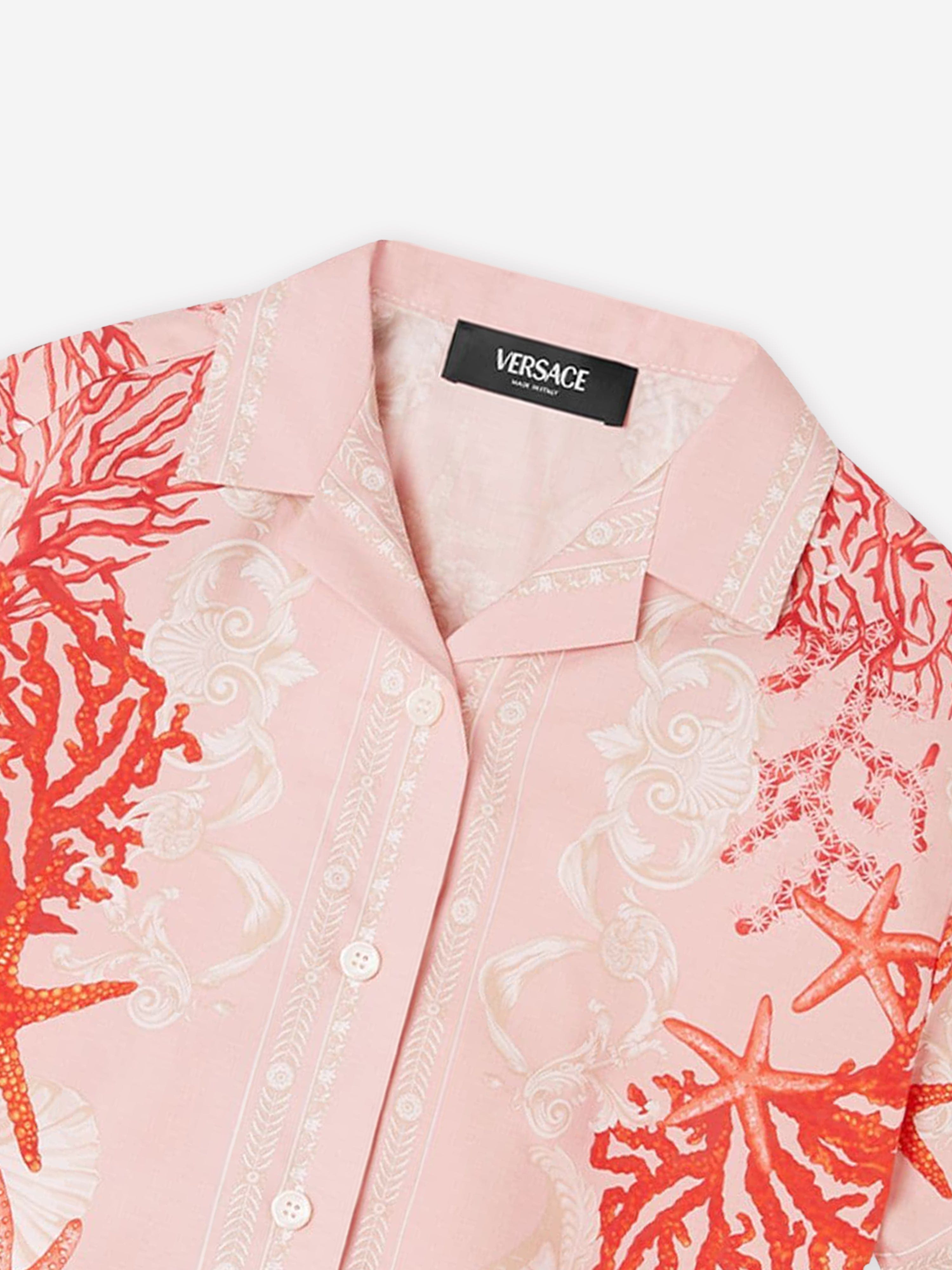 Versace Girls Barocco Del La Mer Shirt in Pink