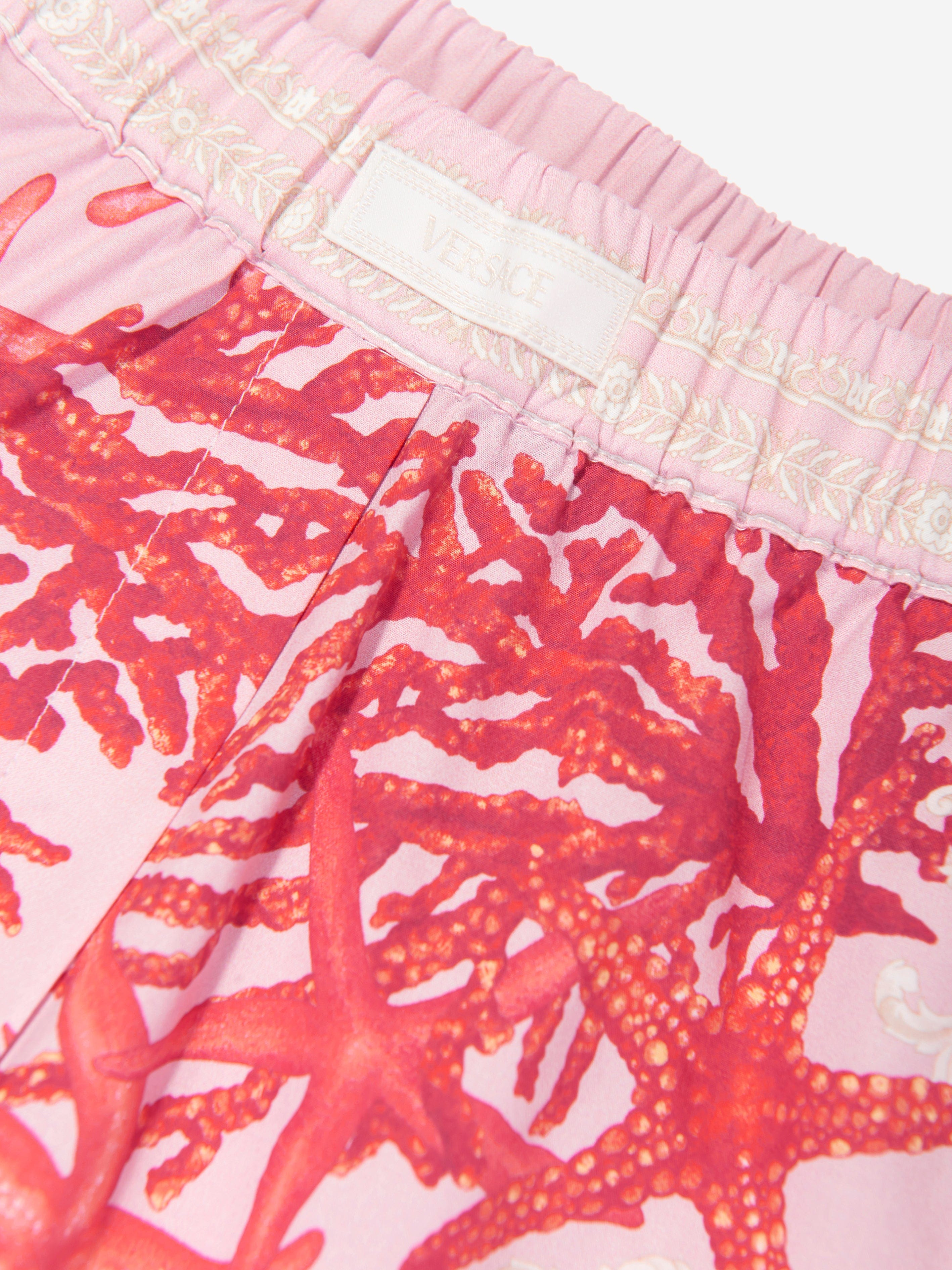 Versace Girls Barocco De La Mer Shorts in Pink