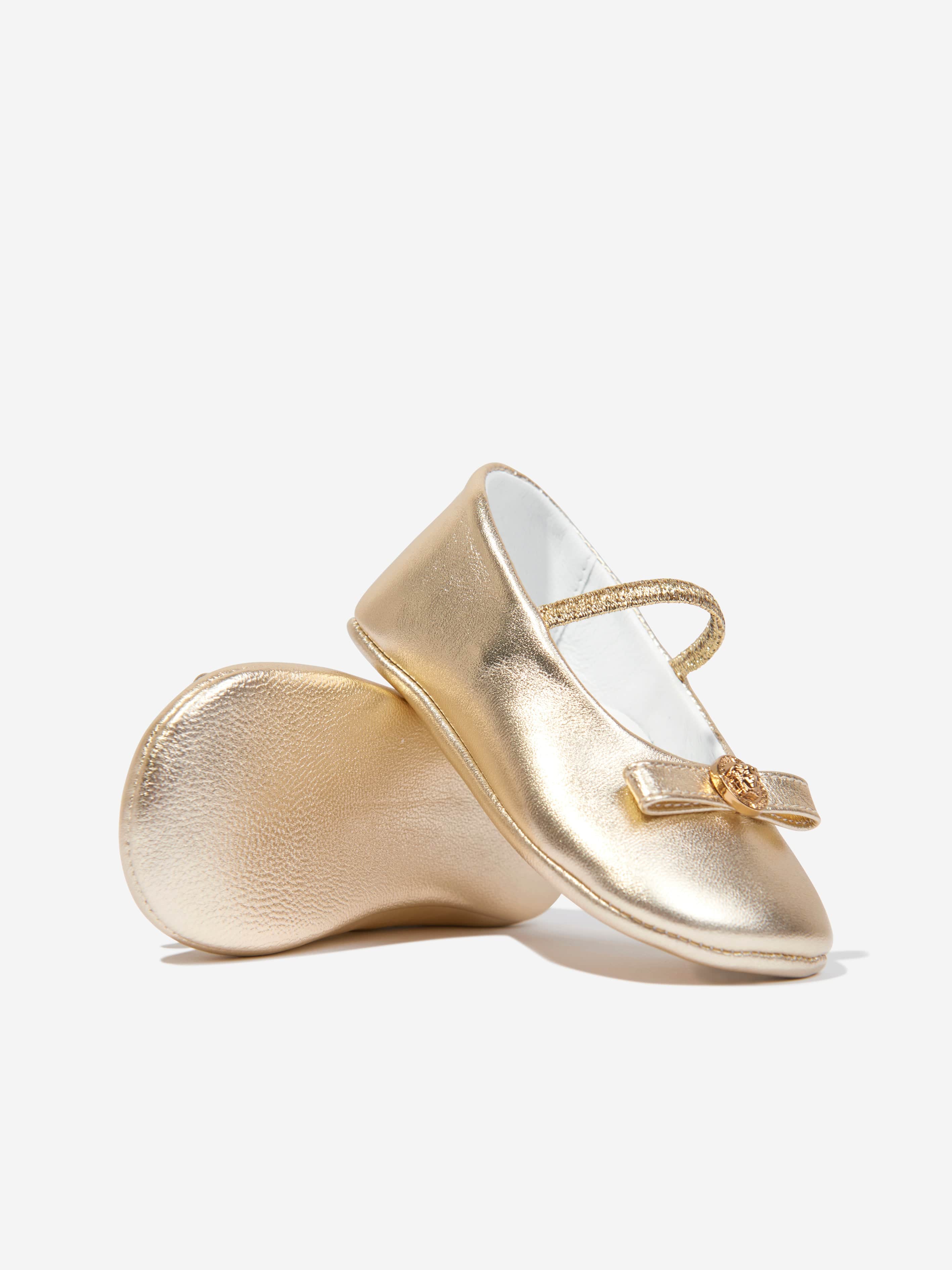 Versace Baby Girls Leather Pre Walker Shoes in Gold