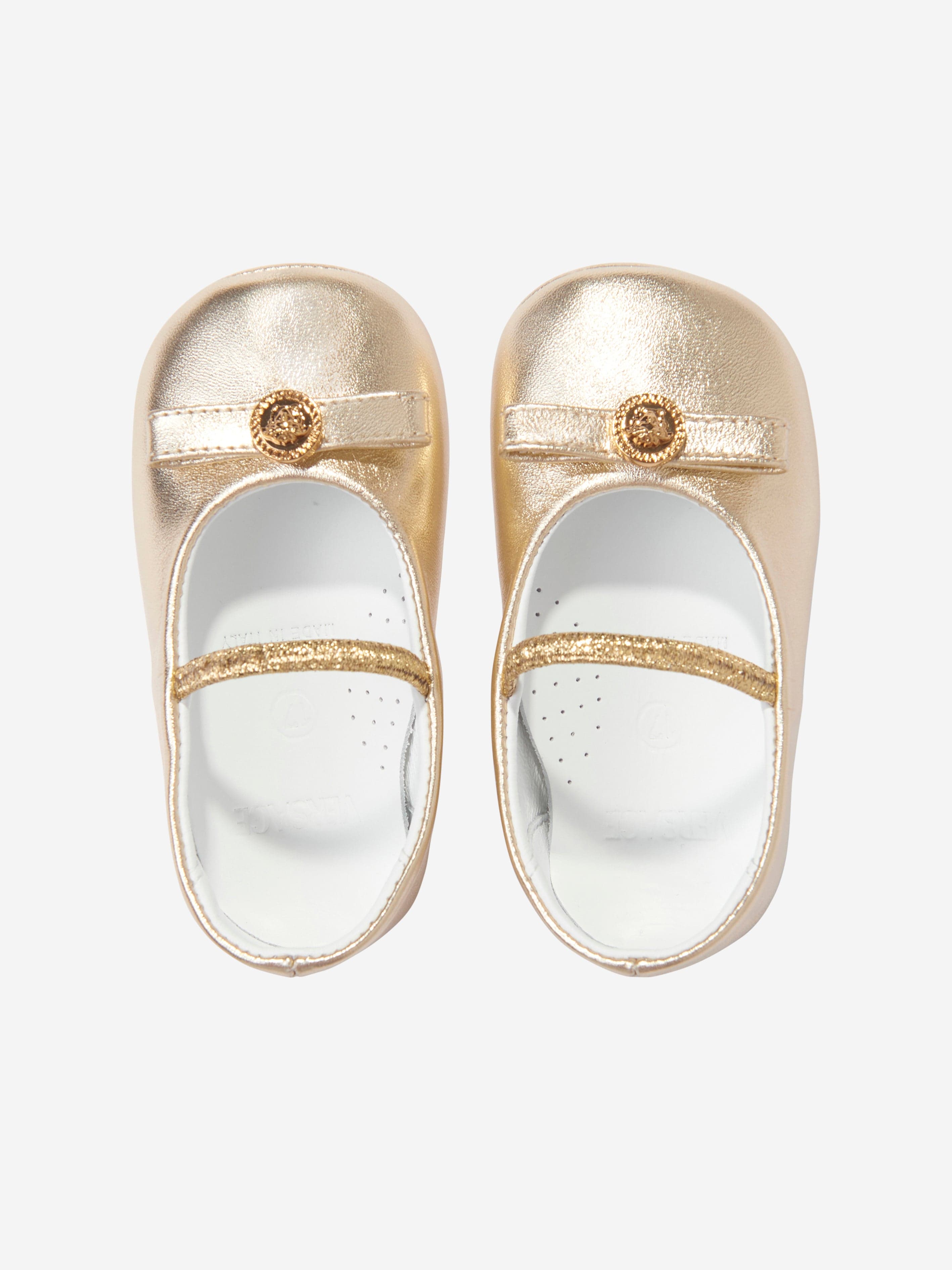 Versace Baby Girls Leather Pre Walker Shoes in Gold