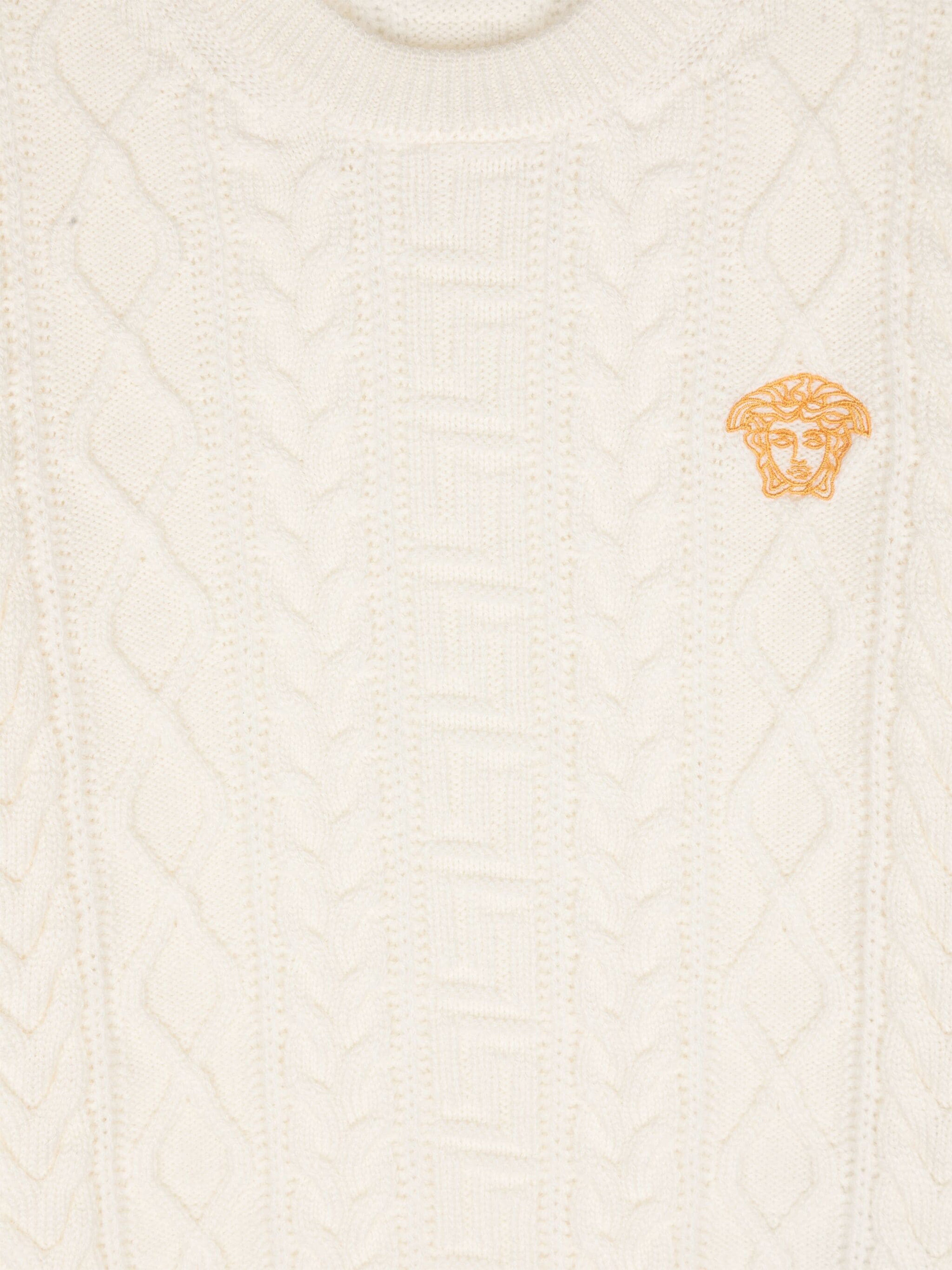 Versace Kids Cable Knit Jumper in Ivory