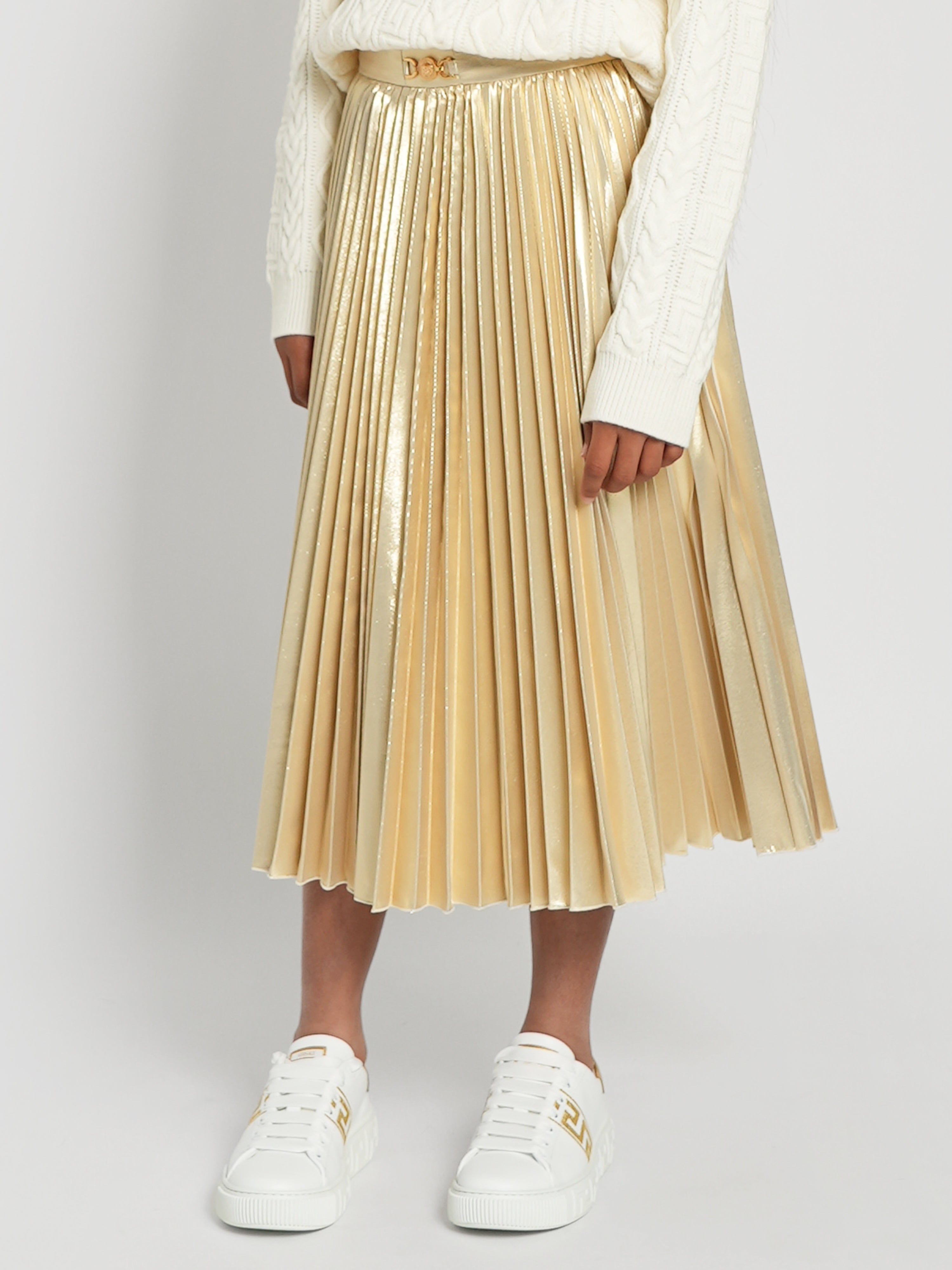 Versace Girls Pleated Skirt in Gold