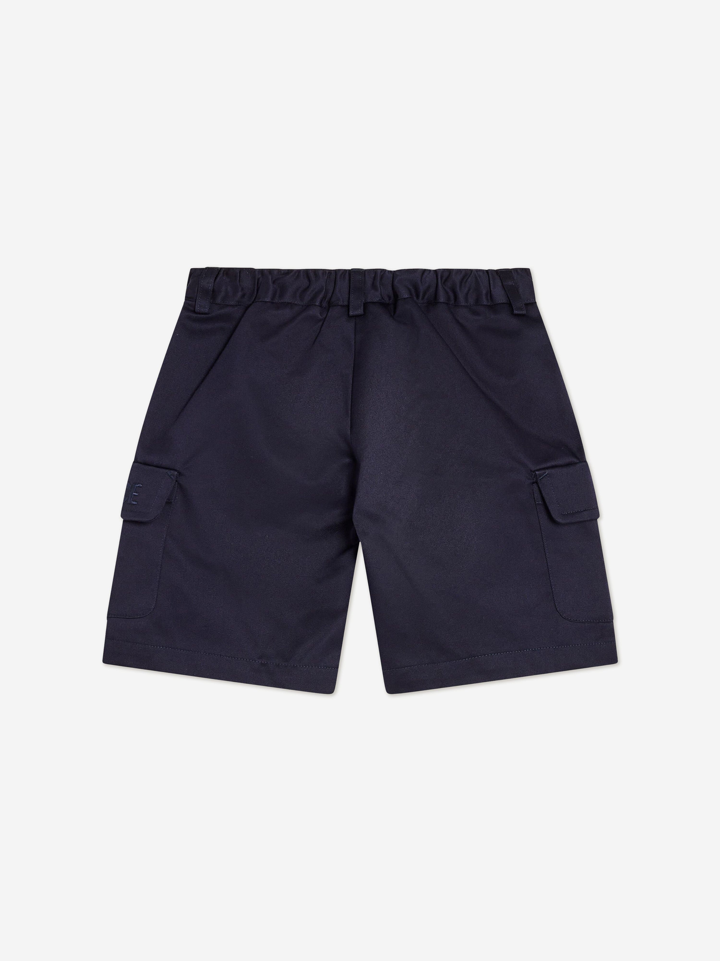 Versace Boys Logo Cargo Shorts in Blue