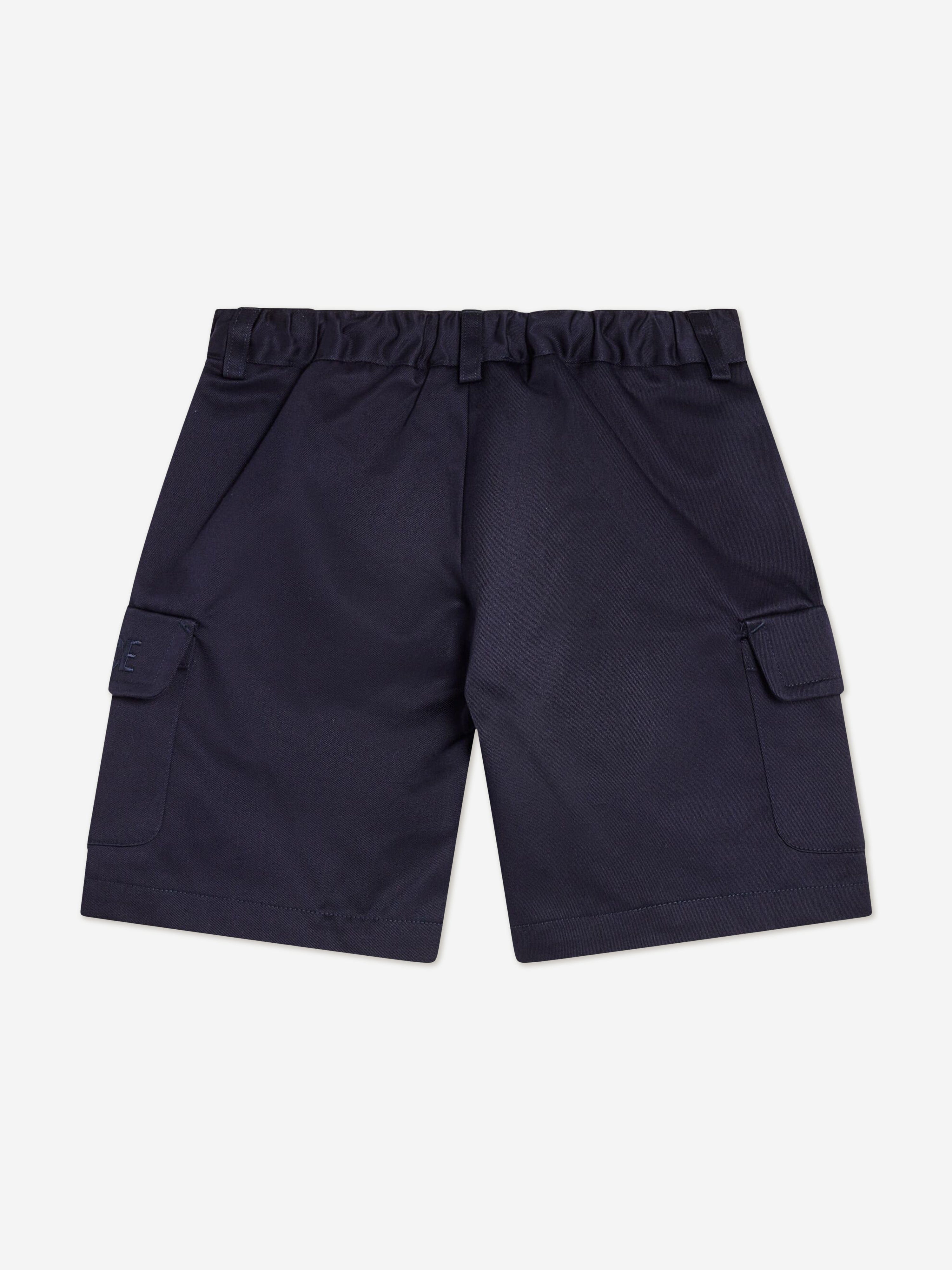 Versace Boys Logo Cargo Shorts in Blue