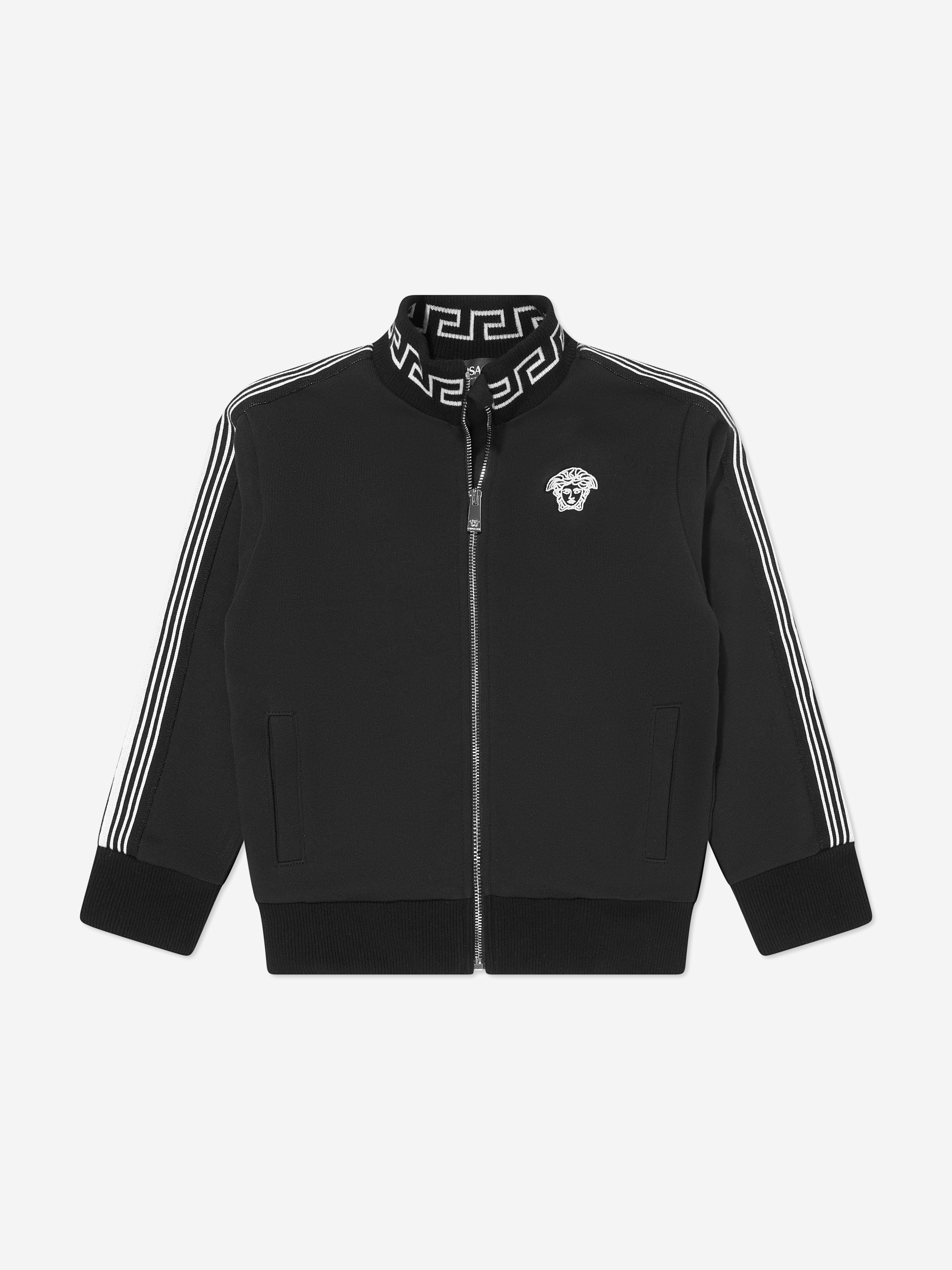 Versace Boys Medusa Logo Zip Up Top in Black