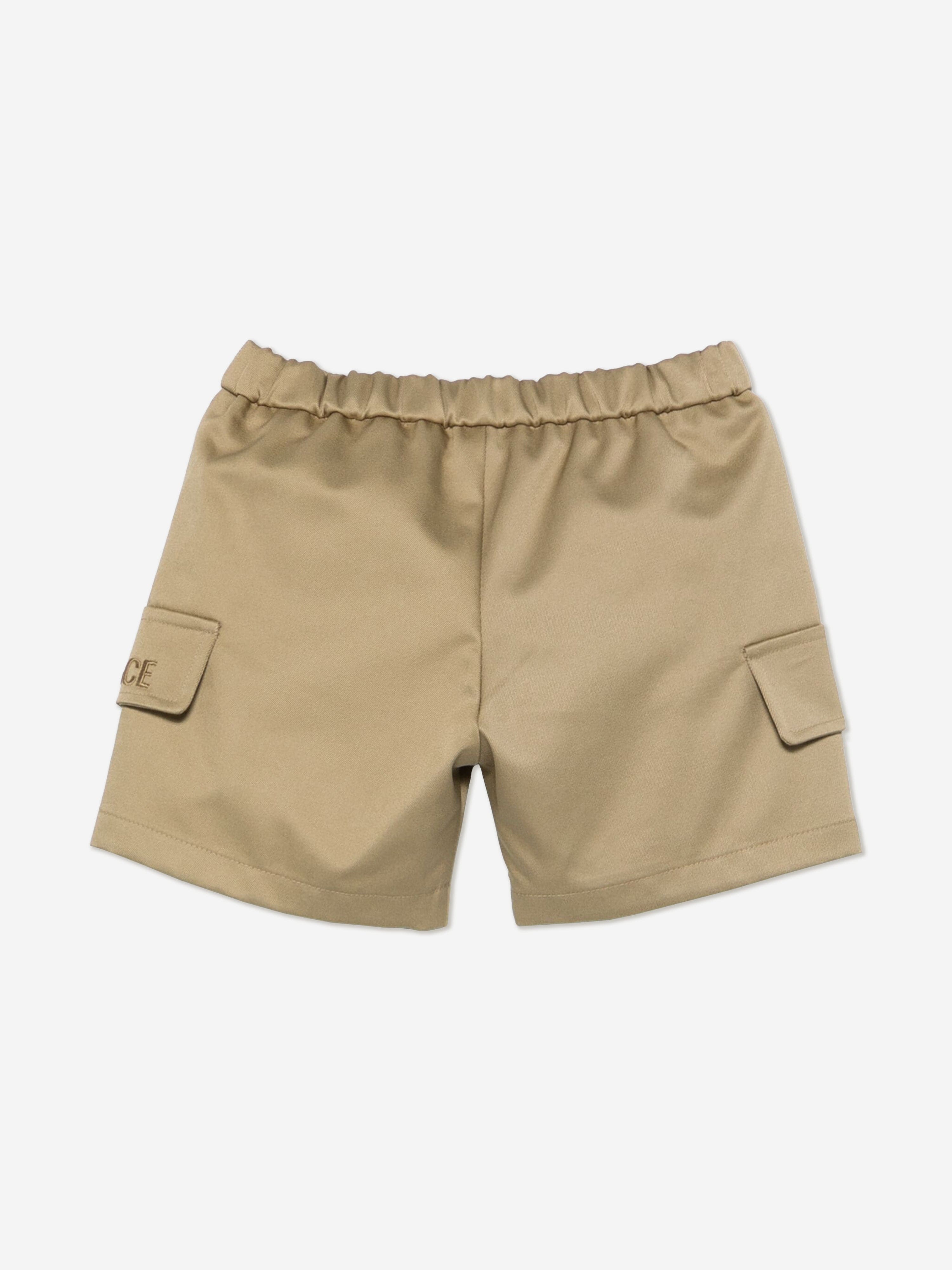 Versace Baby Boys Logo Cargo Shorts in Beige