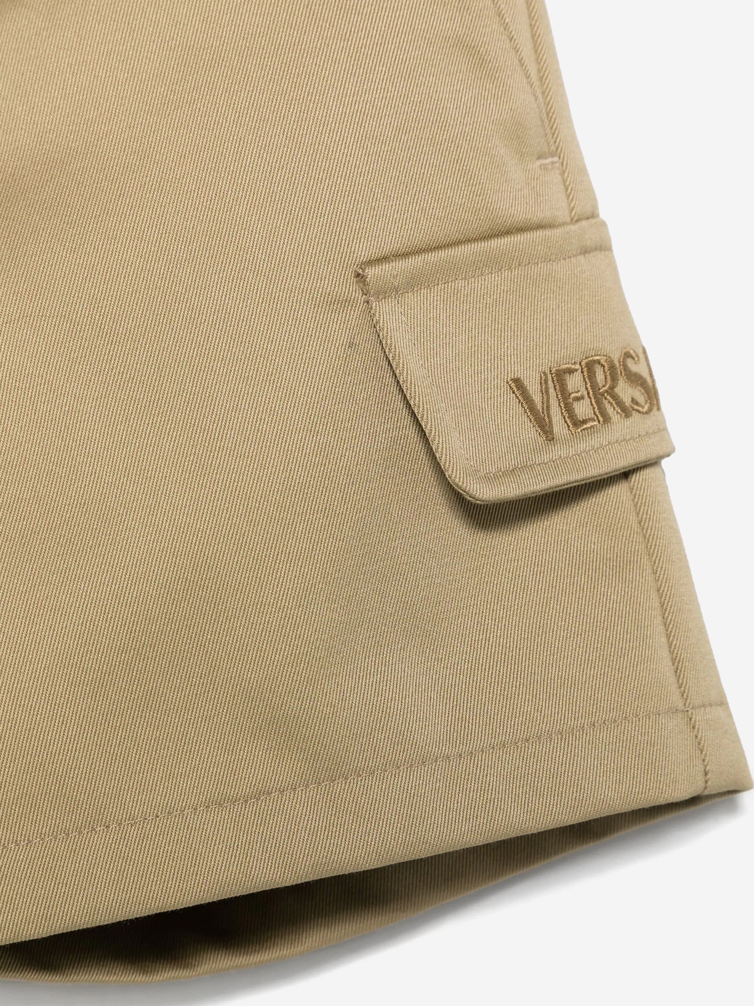 Versace Baby Boys Logo Cargo Shorts in Beige