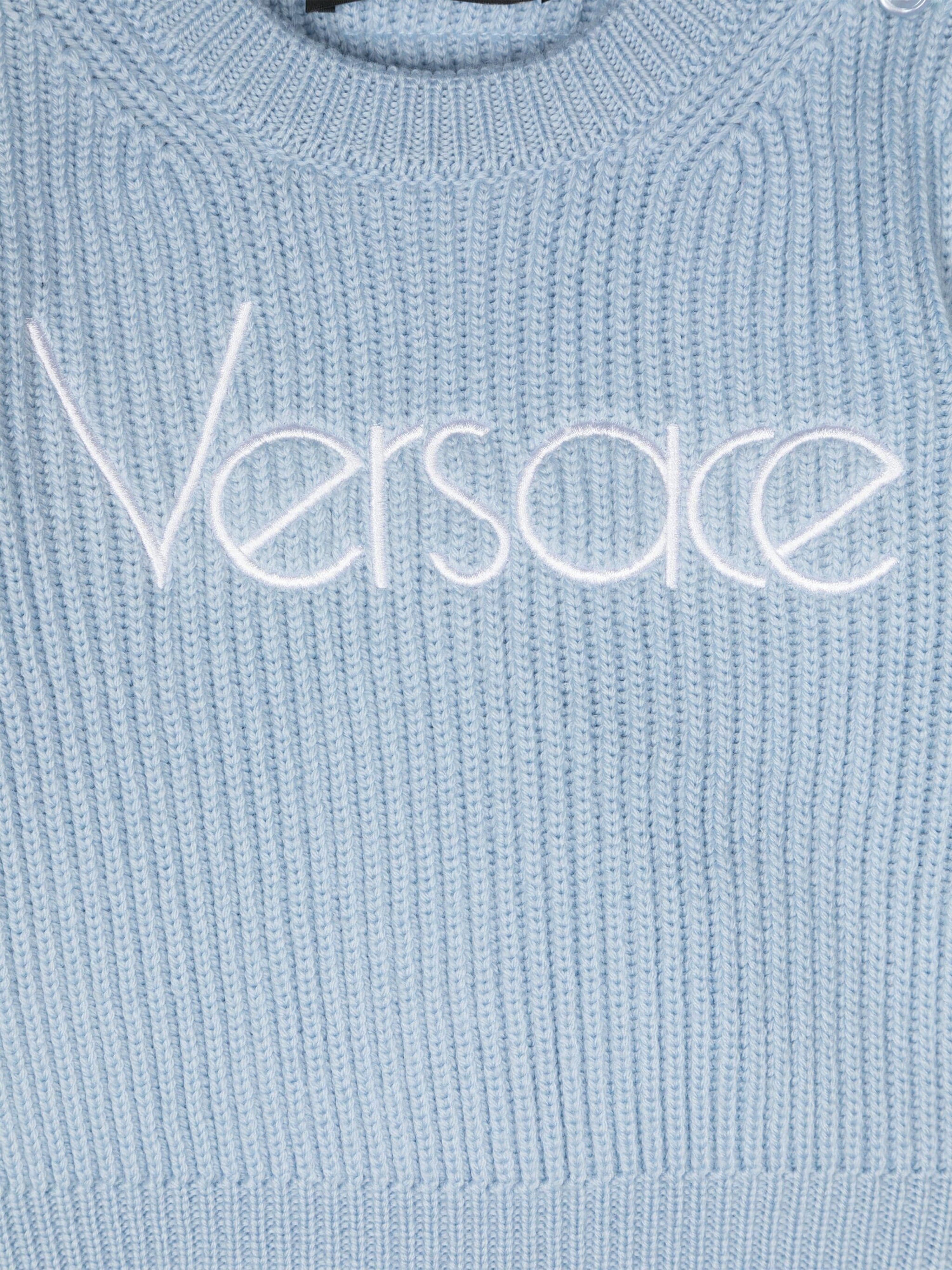 Versace Baby Embroidered Logo Jumper in Blue