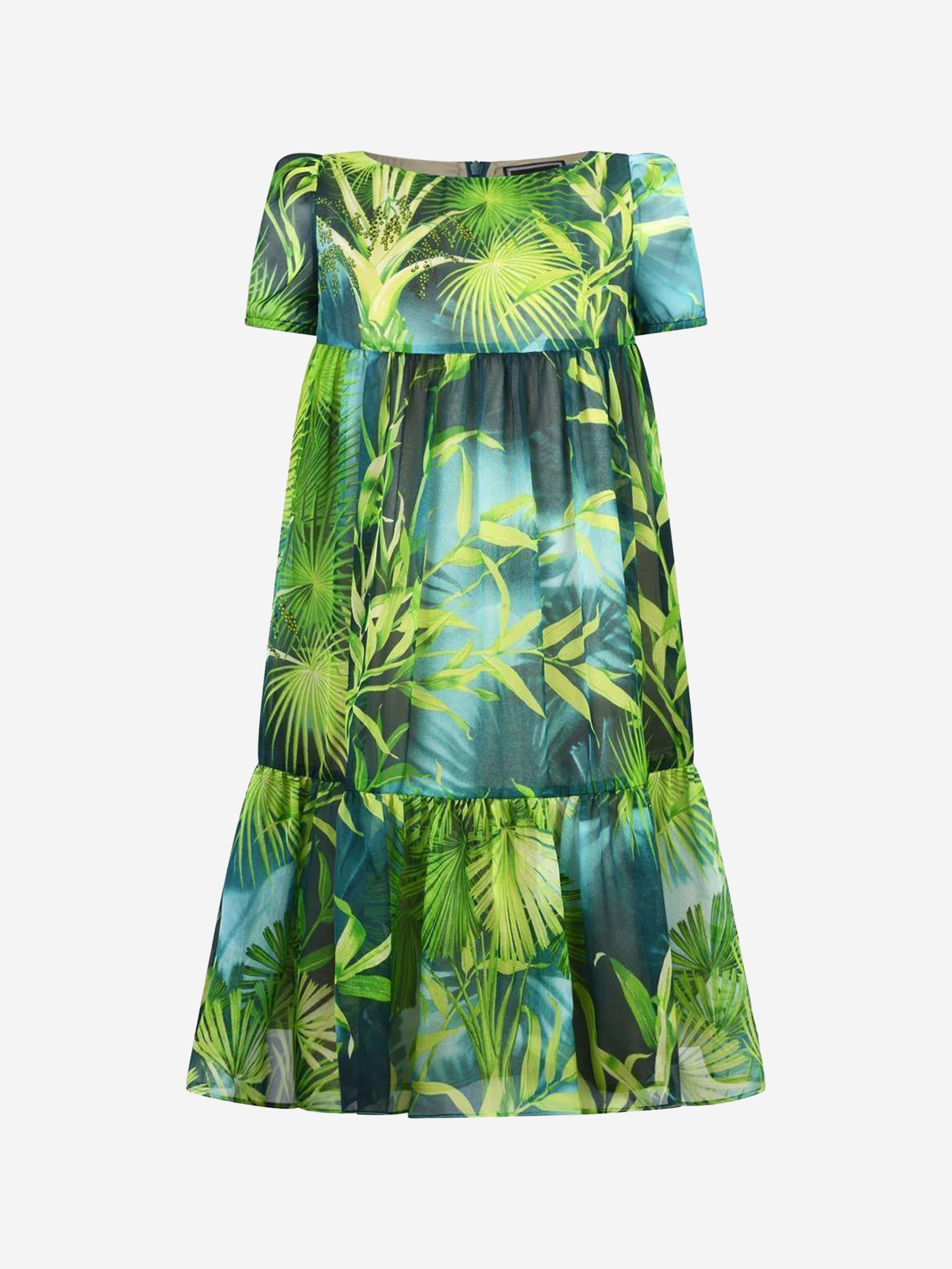 Versace Girls Silk Jungle Print Dress