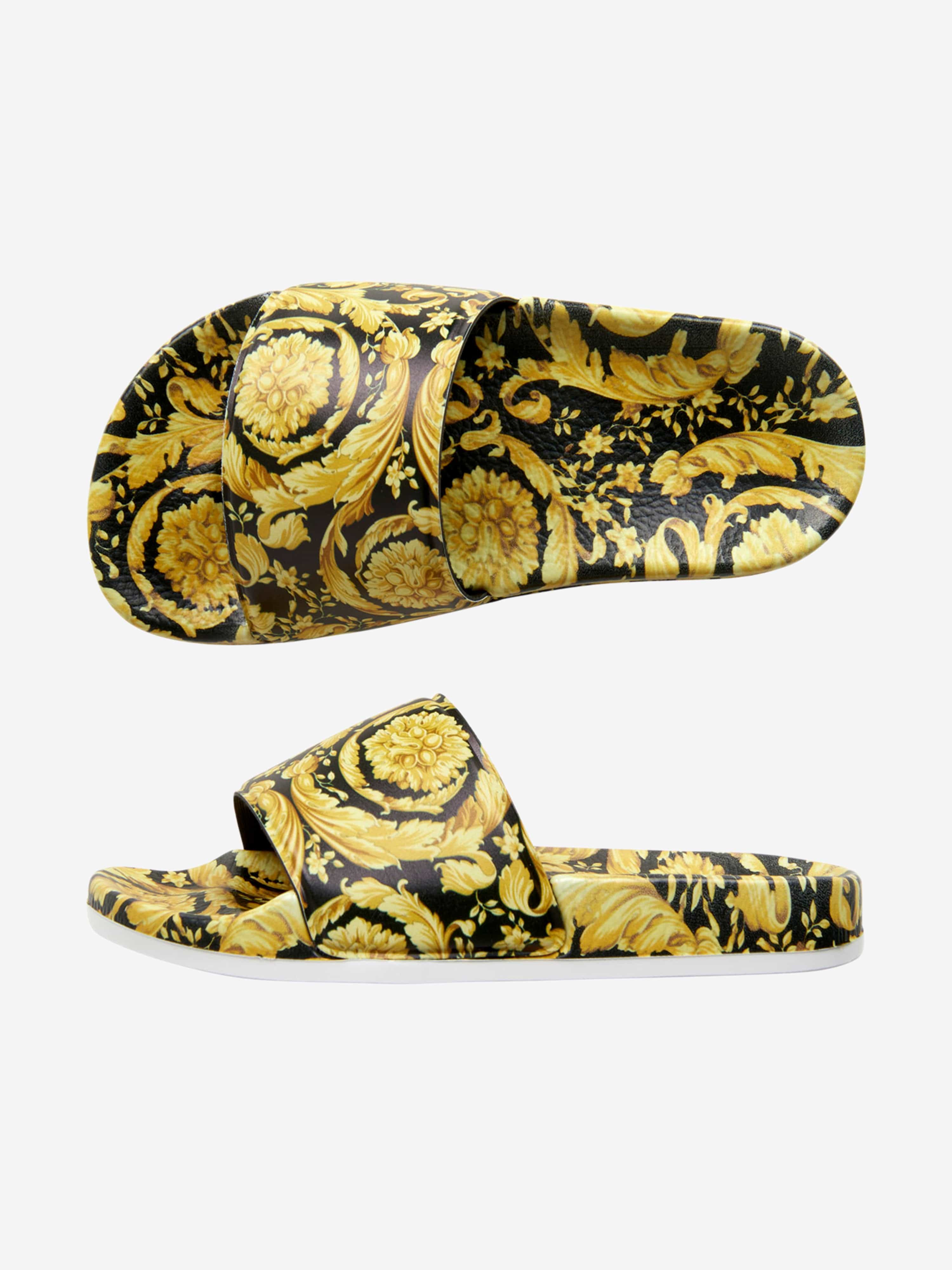 Versace Kids Barocco Print Sliders in Gold