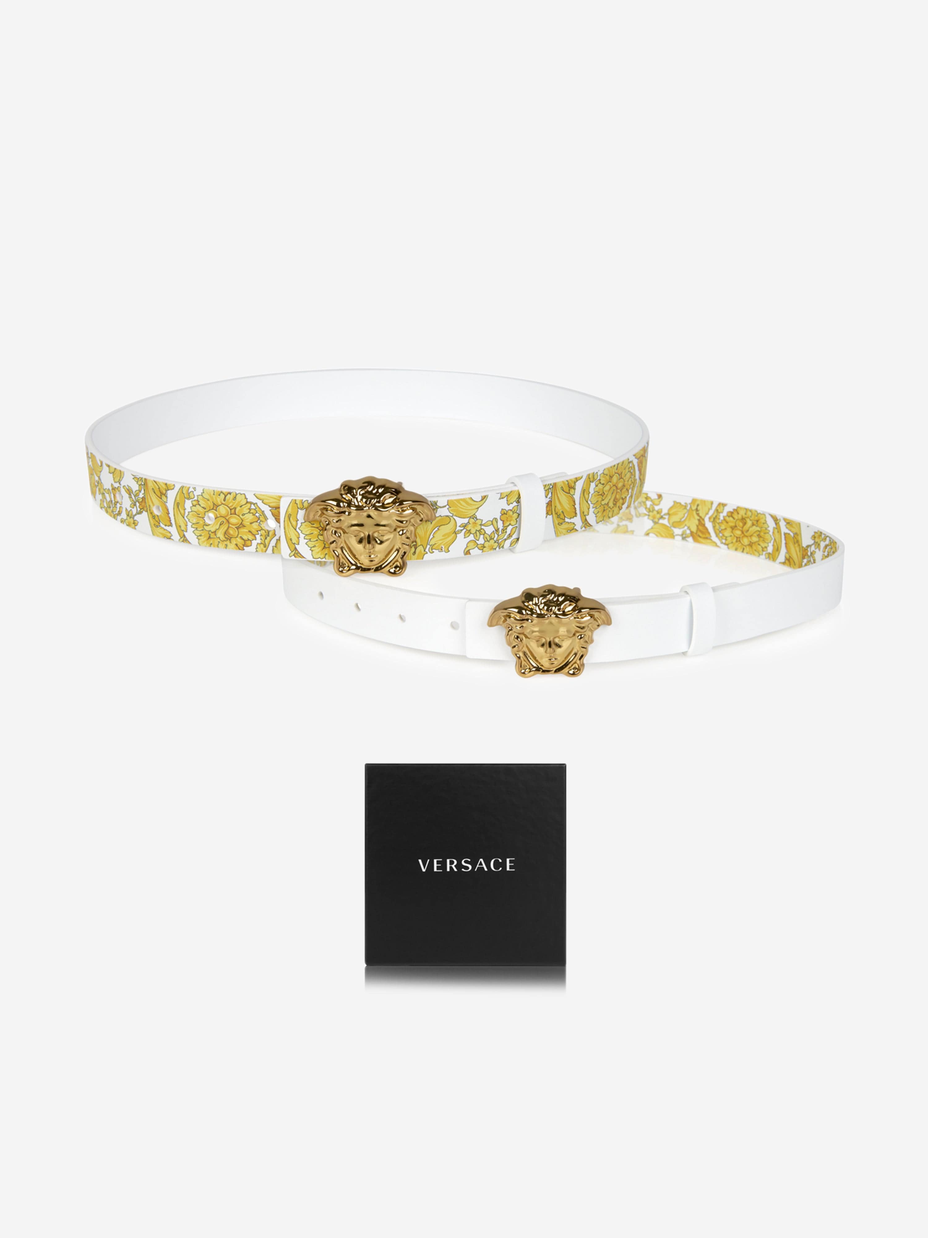 Versace Girls Reversible Barocco Belt in White