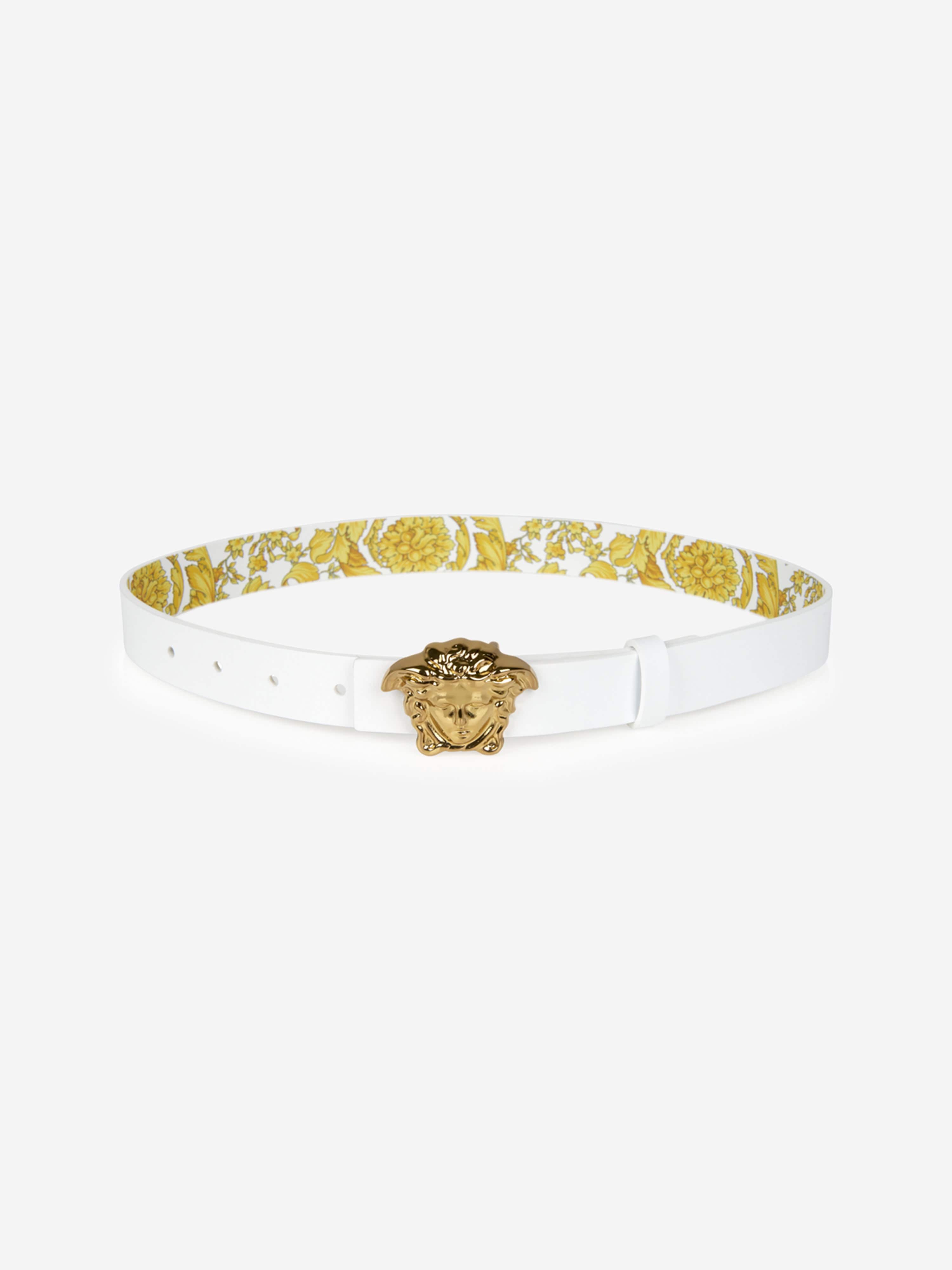 Versace Girls Reversible Barocco Belt in White