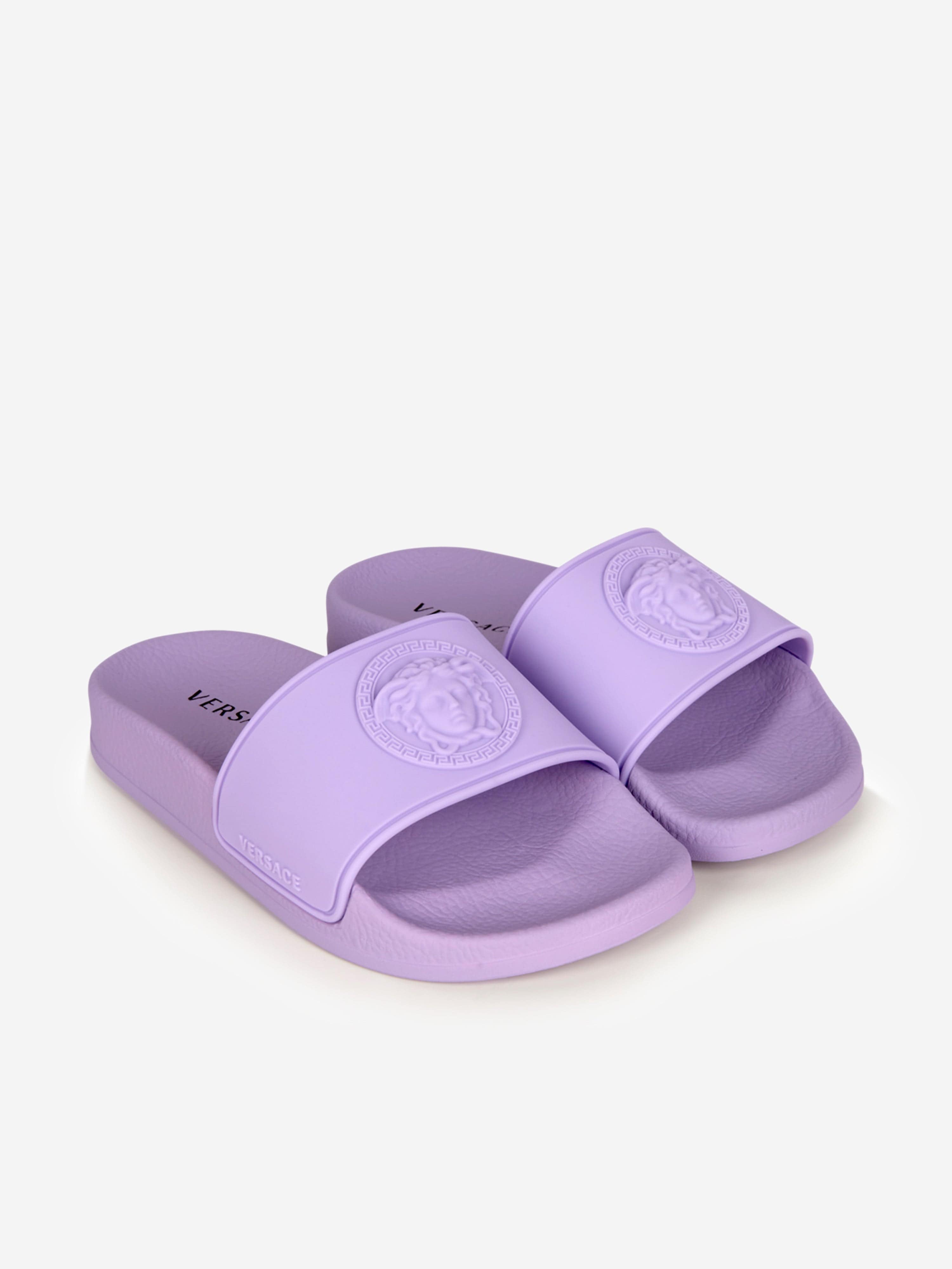 Versace Girls Medusa Logo Sliders in Lilac