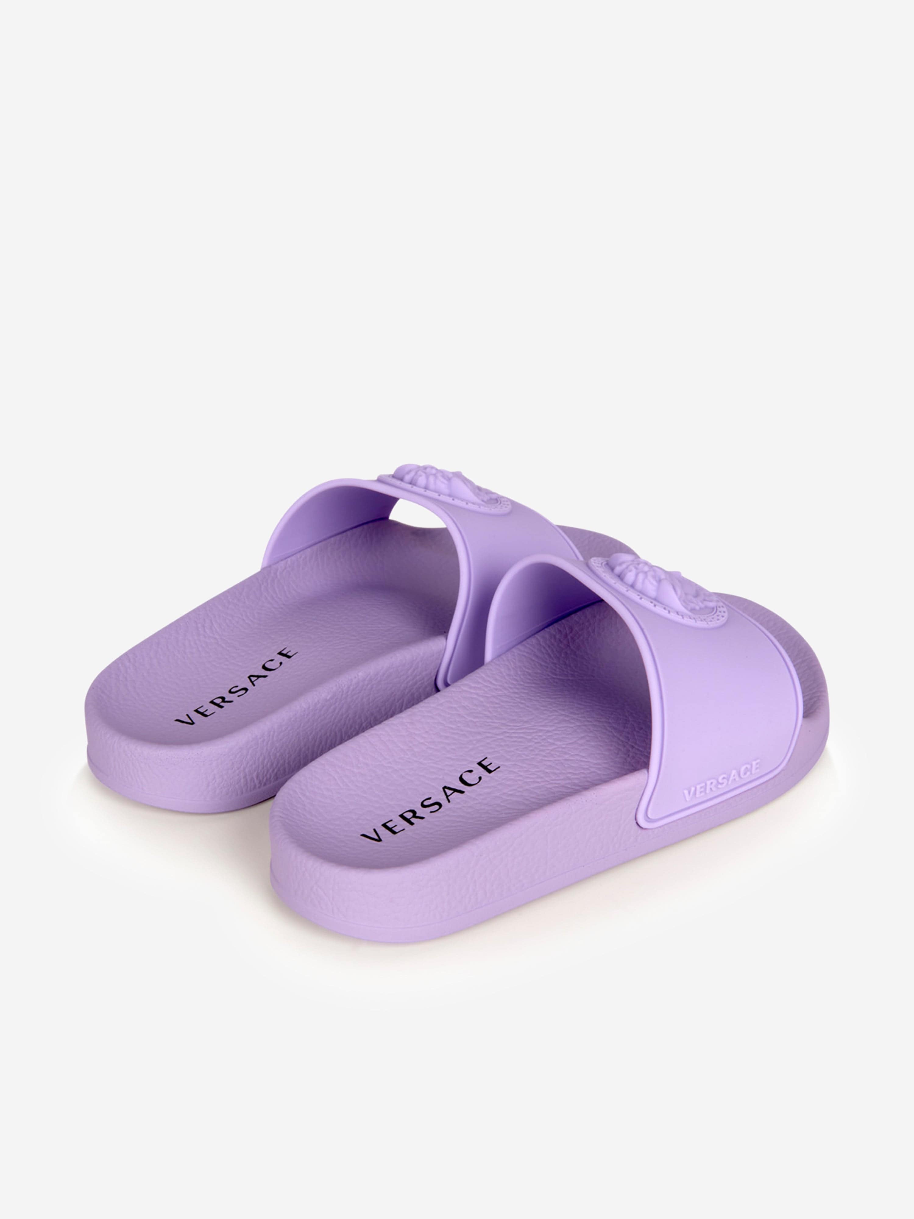 Versace Girls Medusa Logo Sliders in Lilac