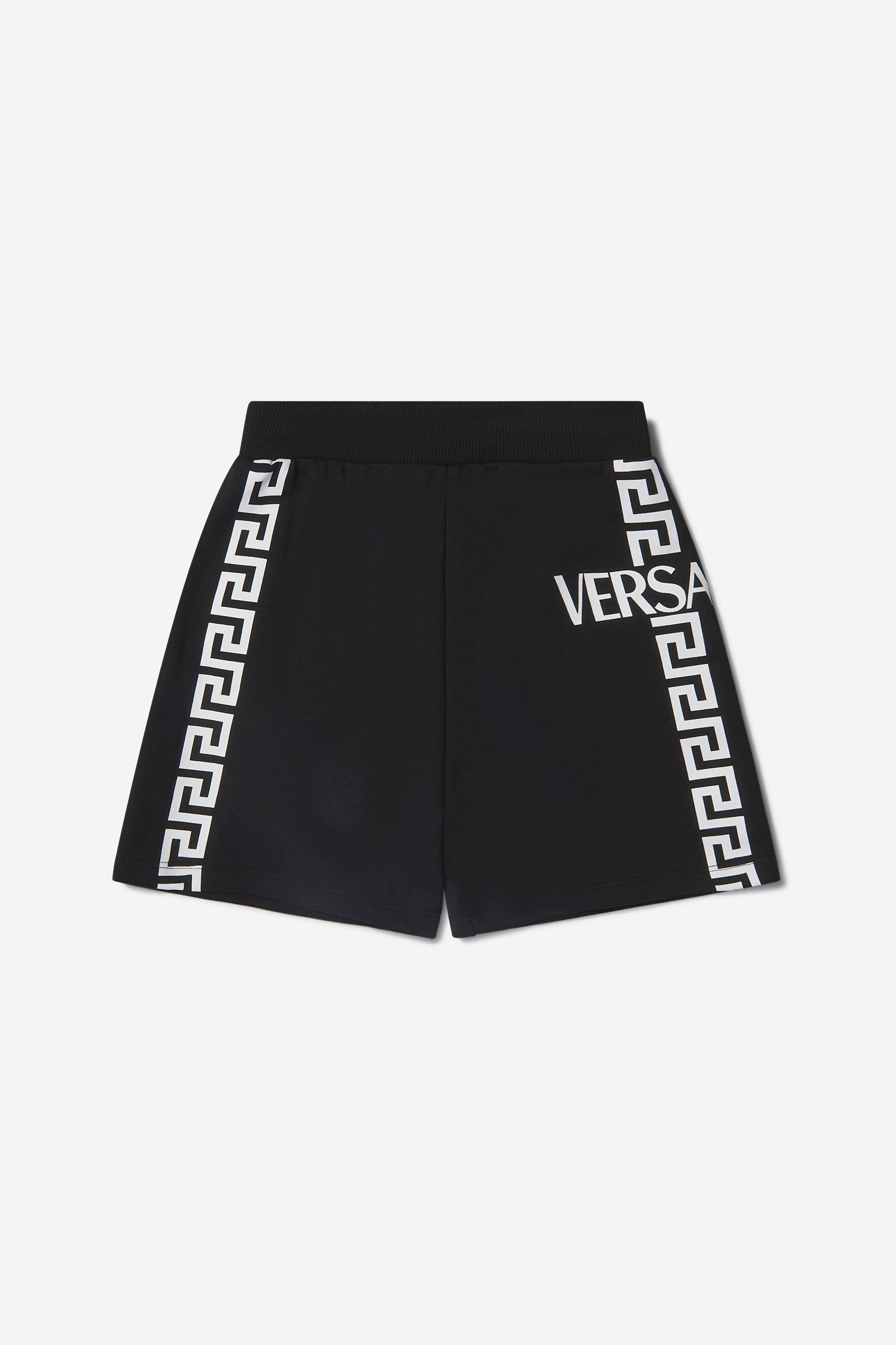 Versace Boys Cotton La Greca Side Logo Shorts