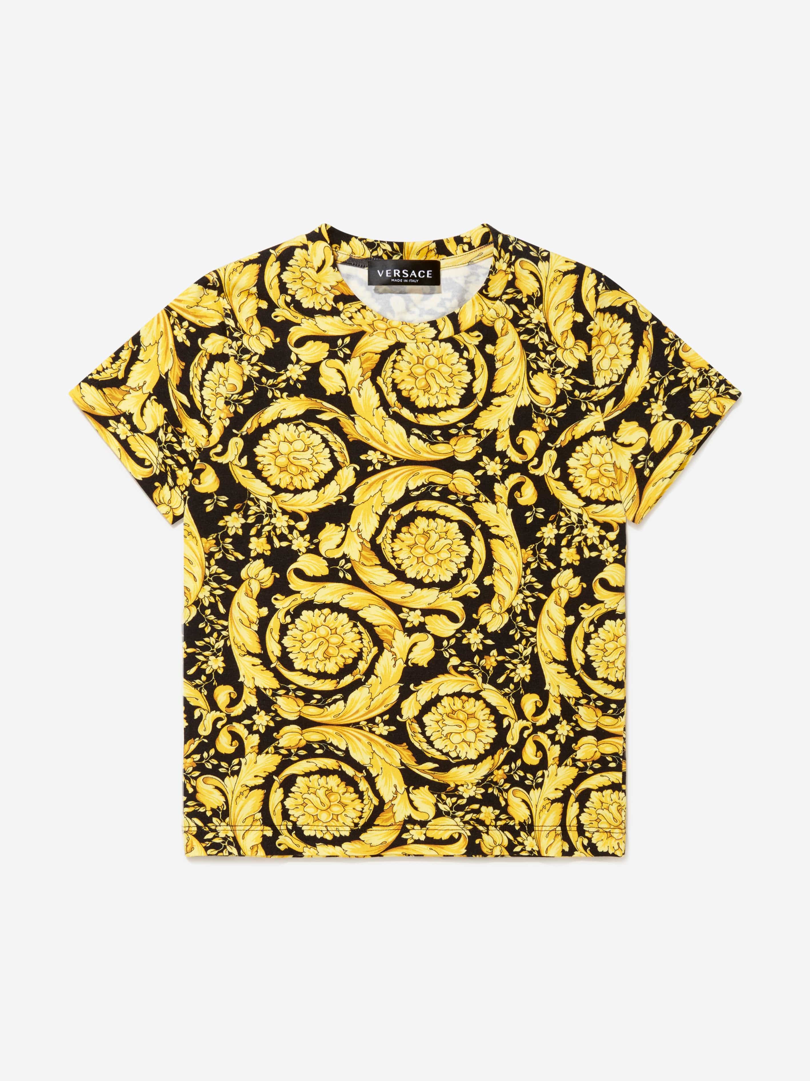 Versace Boys Barocco Print T-Shirt in Black