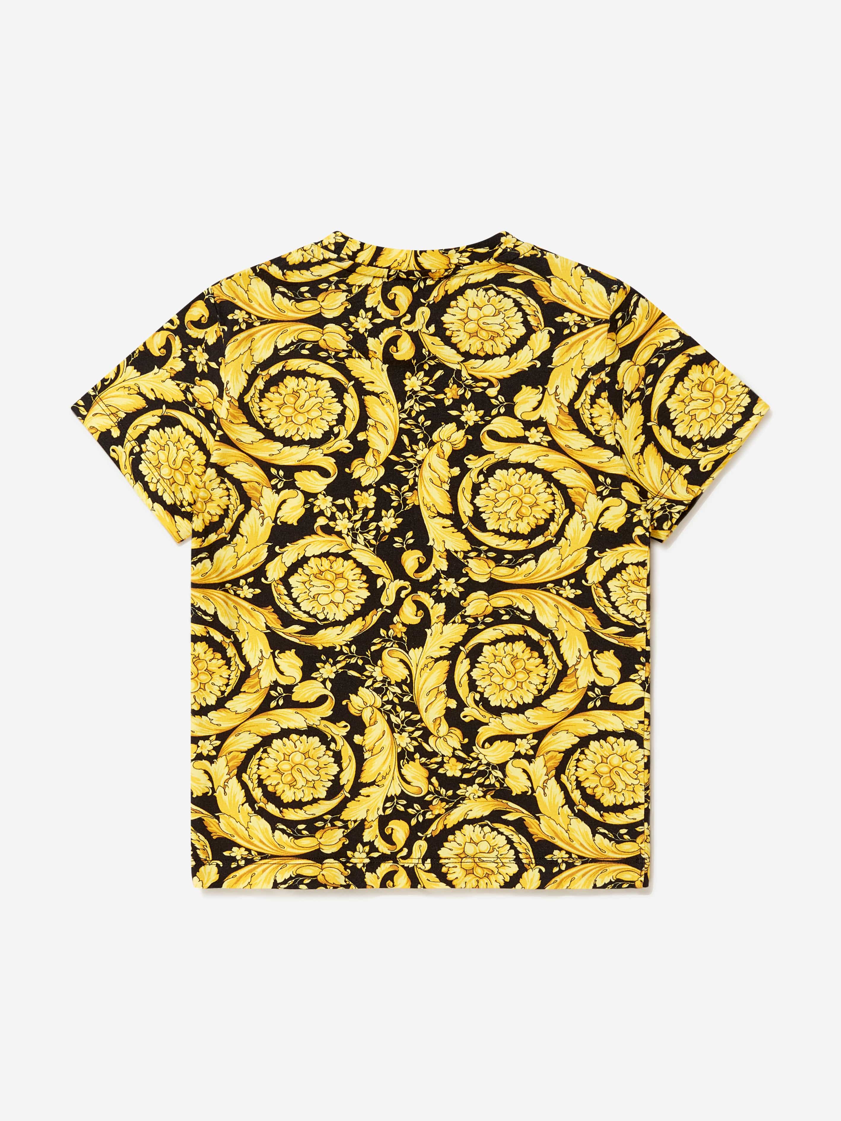 Versace Boys Barocco Print T-Shirt in Black