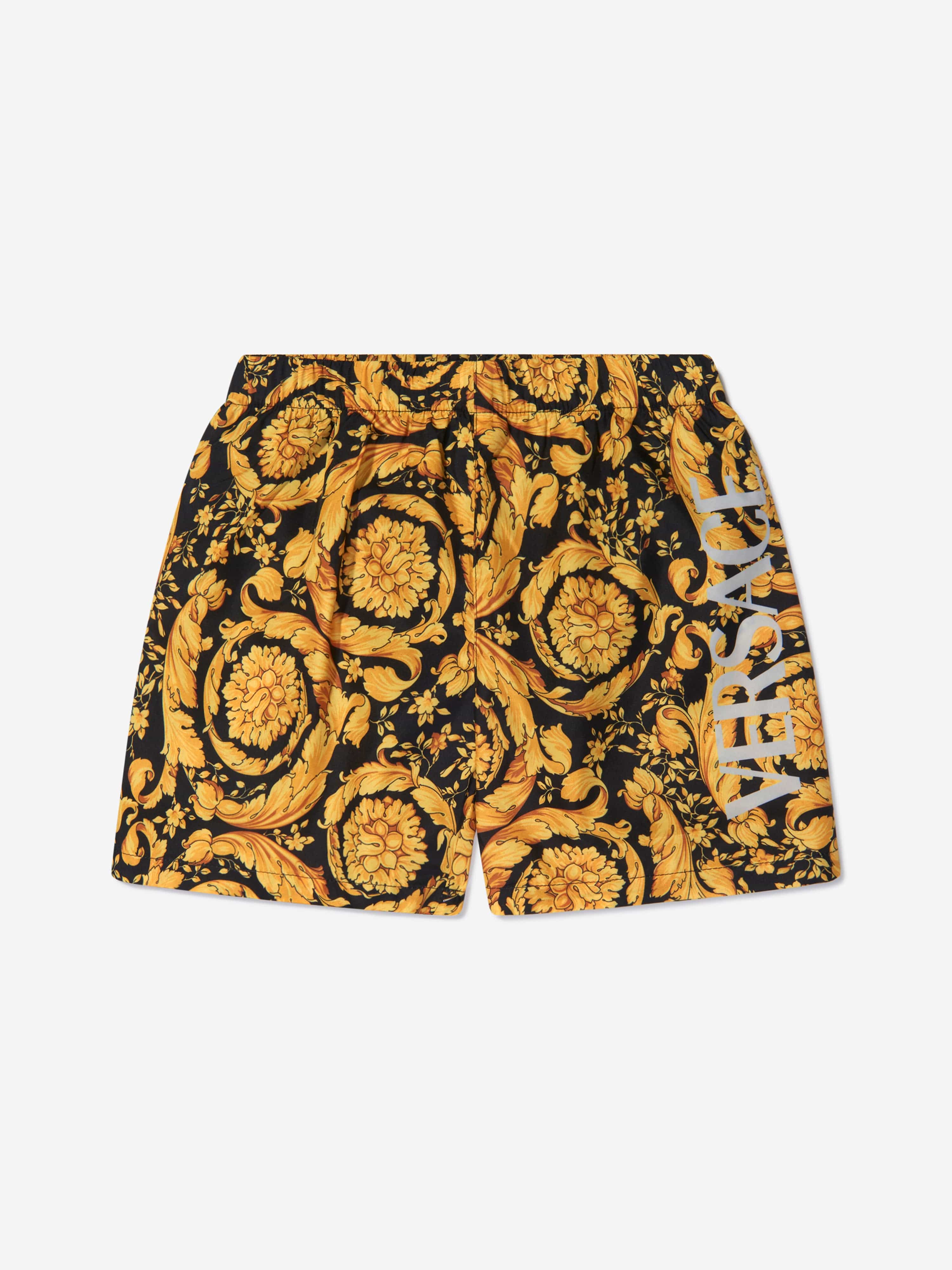 Versace Boys Baroque Swim Shorts in Black