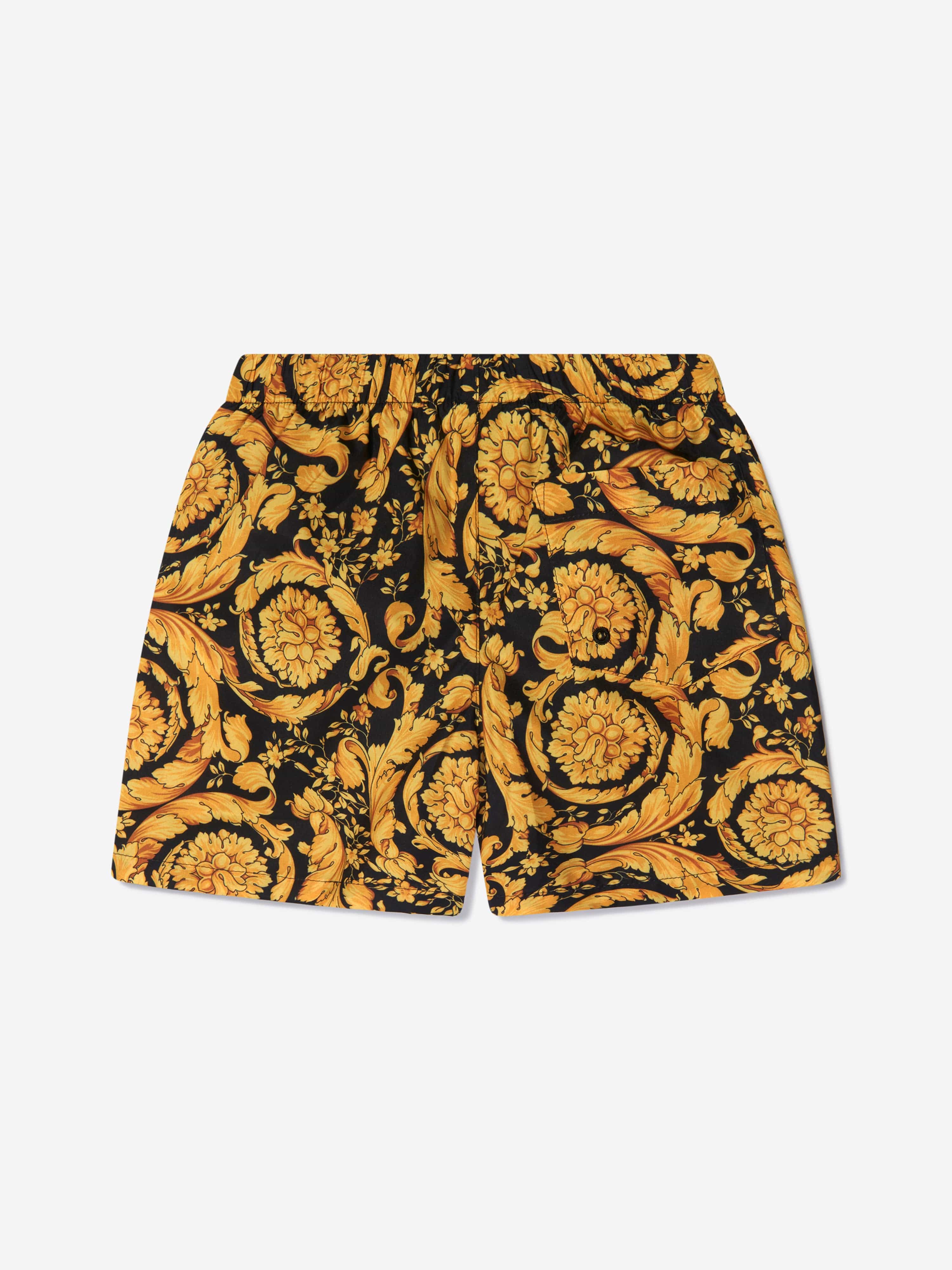 Versace Boys Baroque Swim Shorts in Black