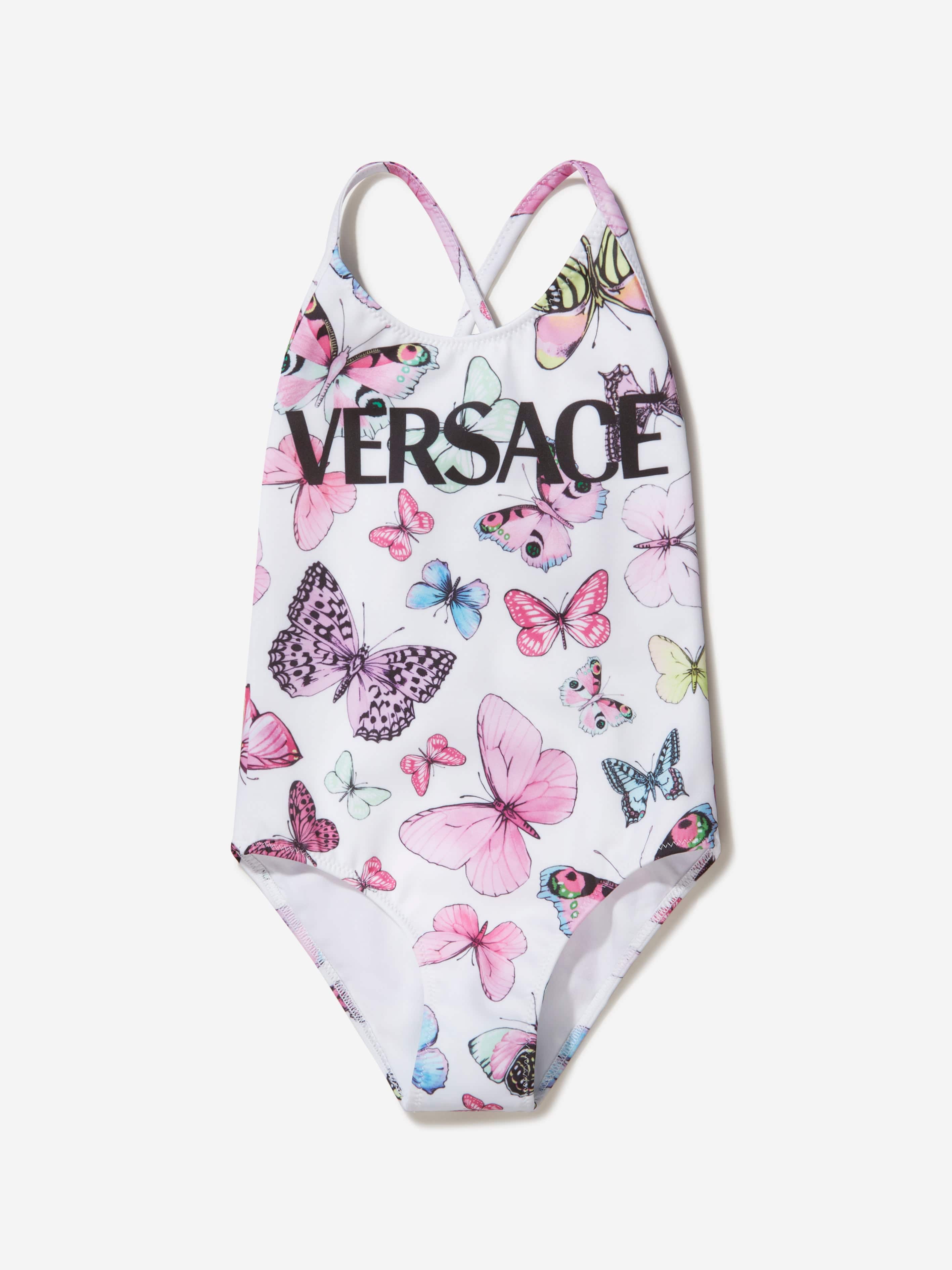 Versace Girls Butterfly Print Logo Swimsuit